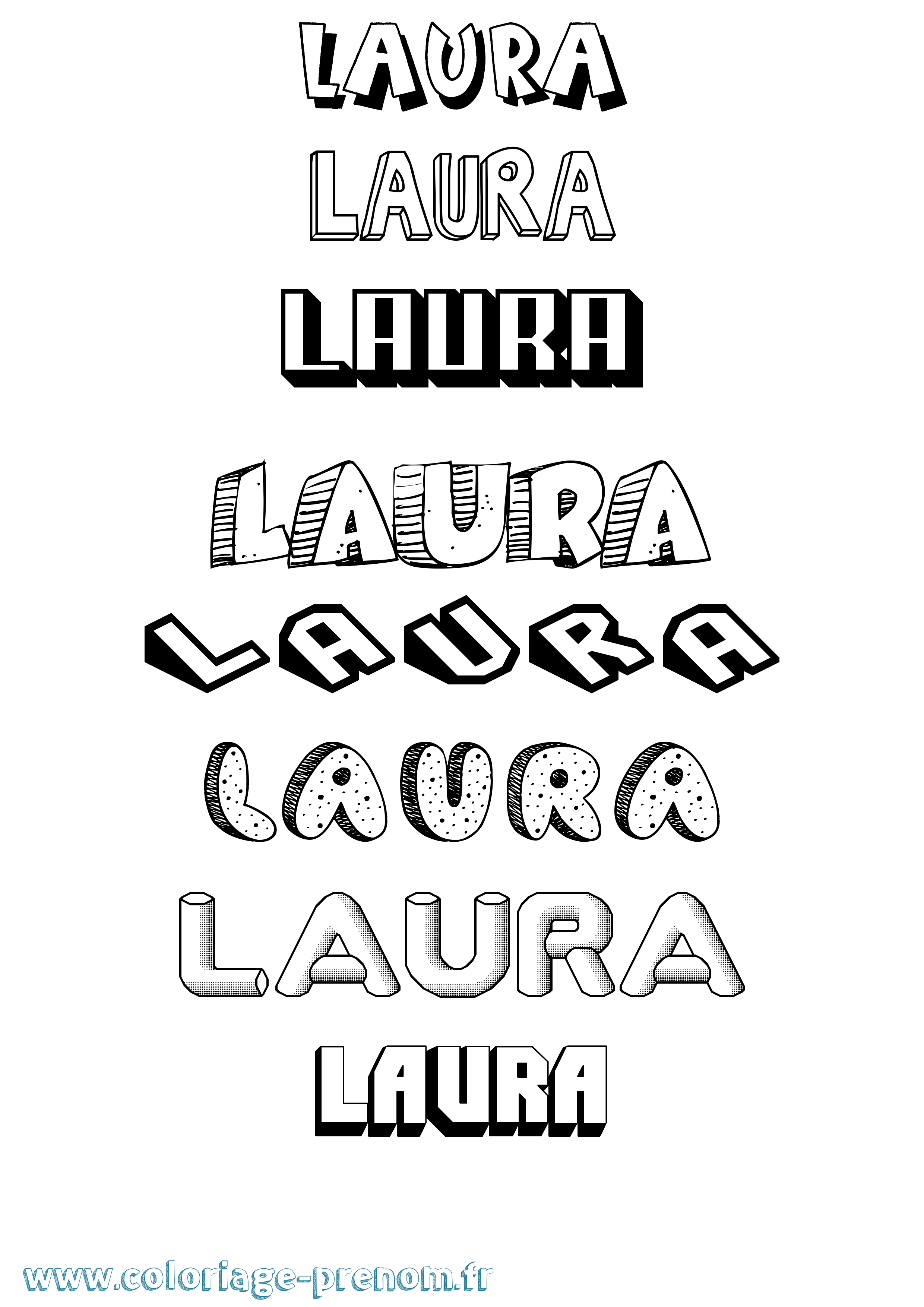 Coloriage prénom Laura Effet 3D