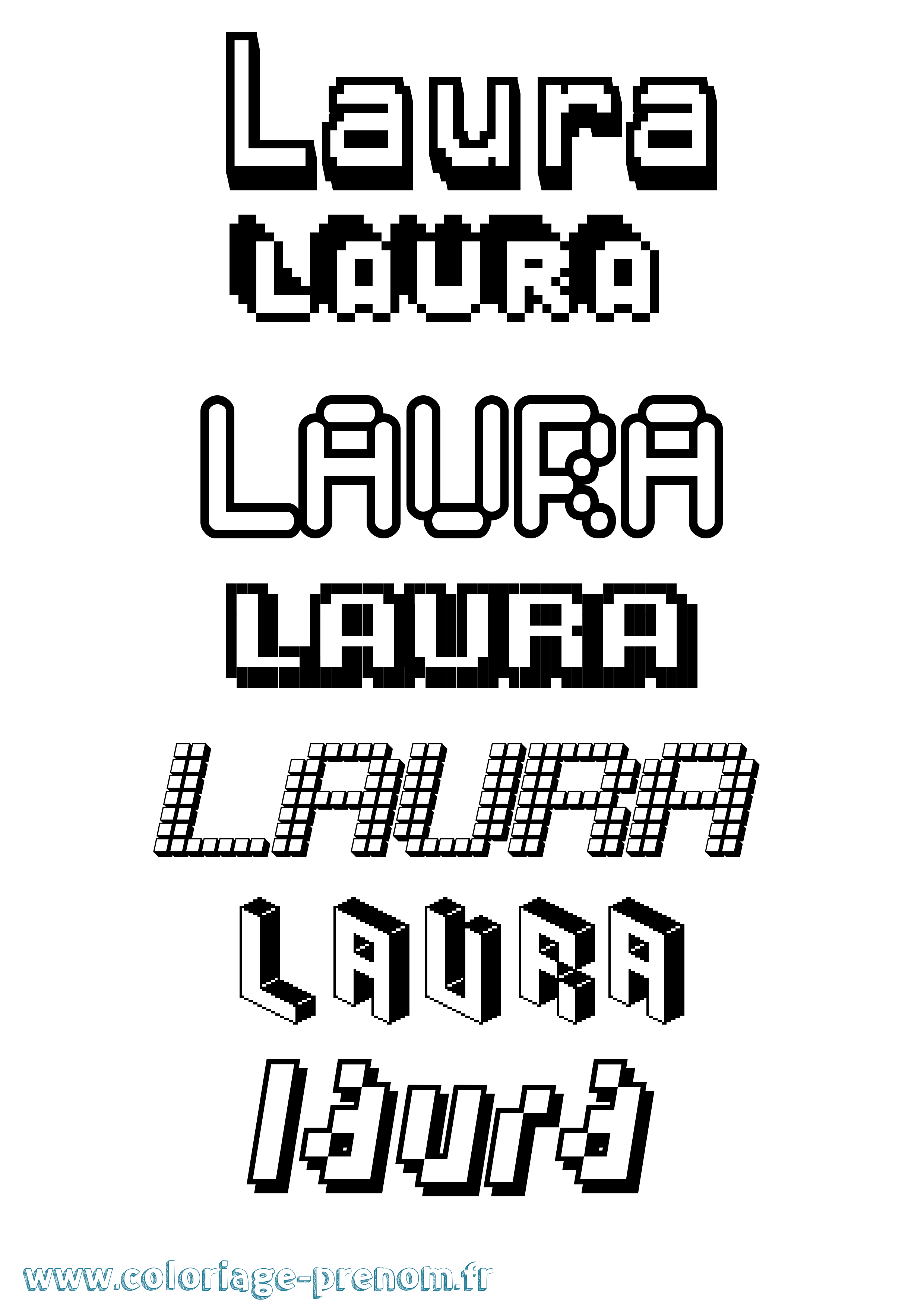Coloriage prénom Laura Pixel