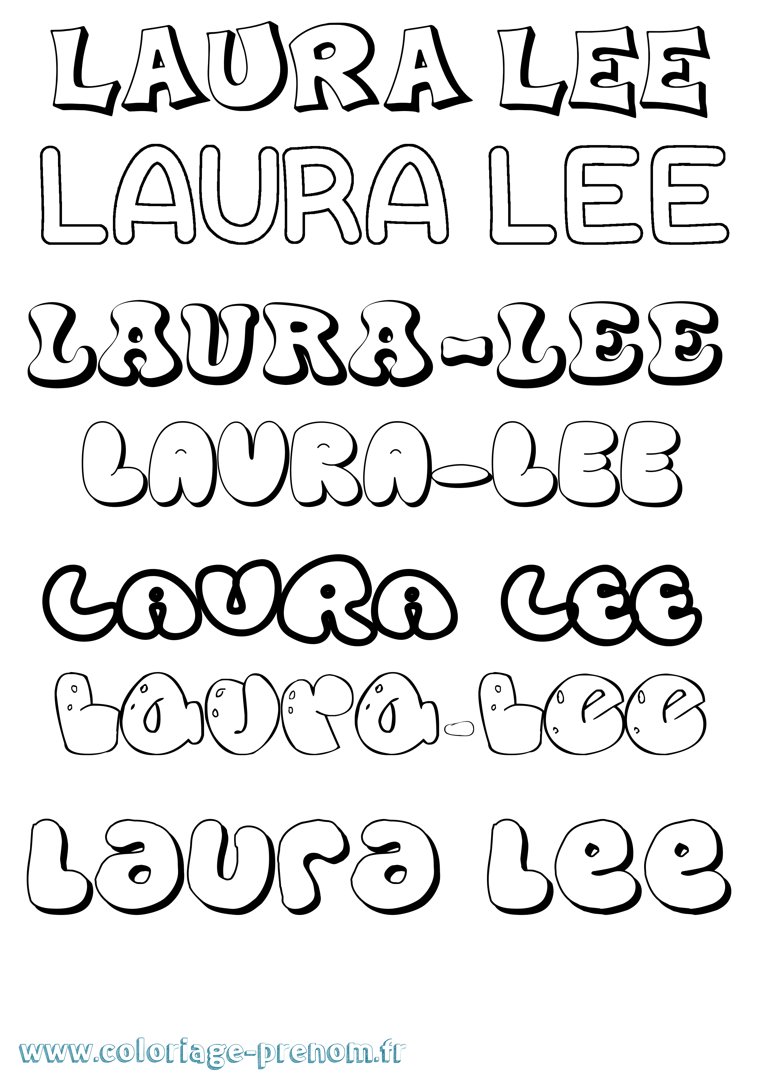 Coloriage prénom Laura-Lee Bubble