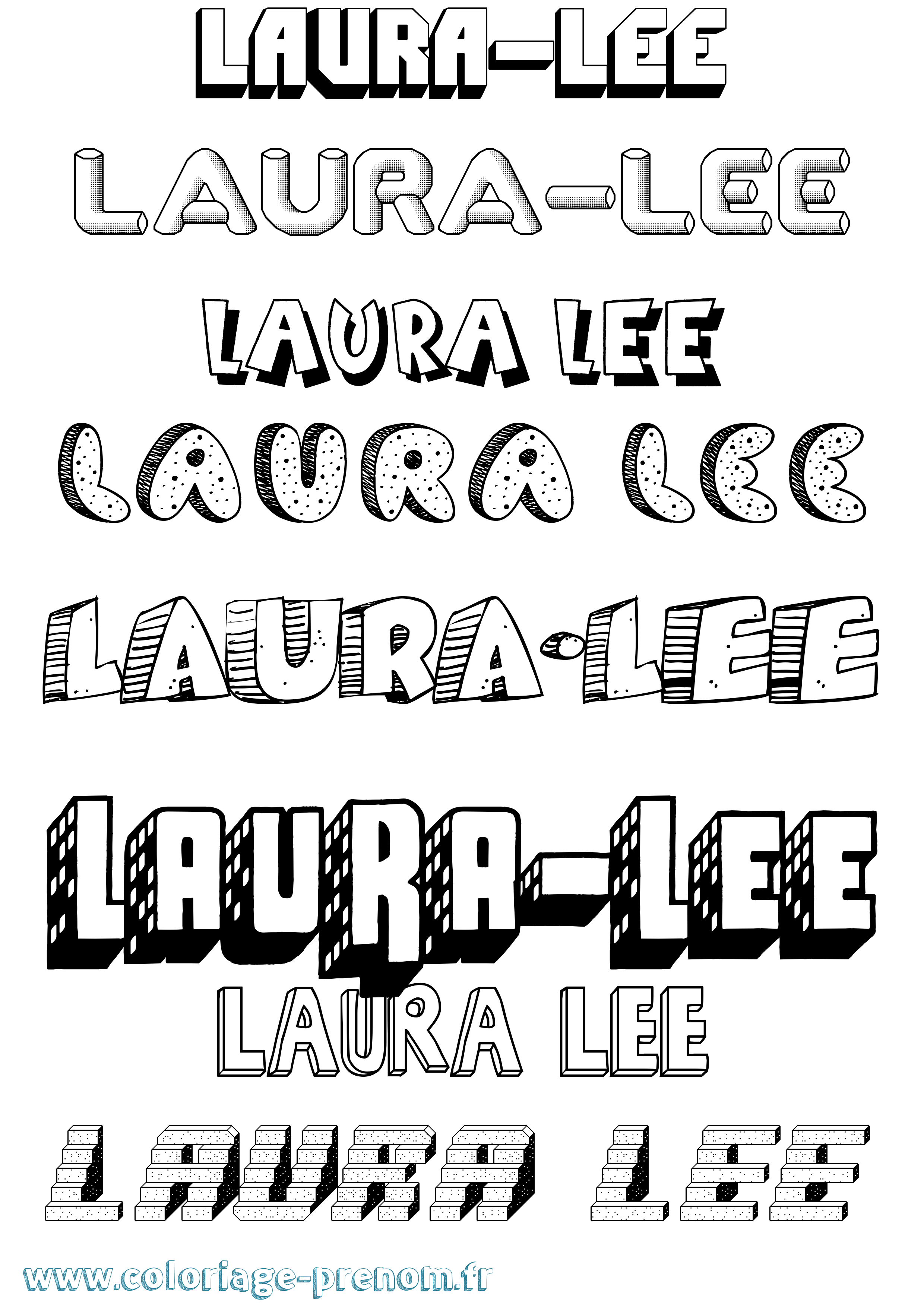 Coloriage prénom Laura-Lee Effet 3D