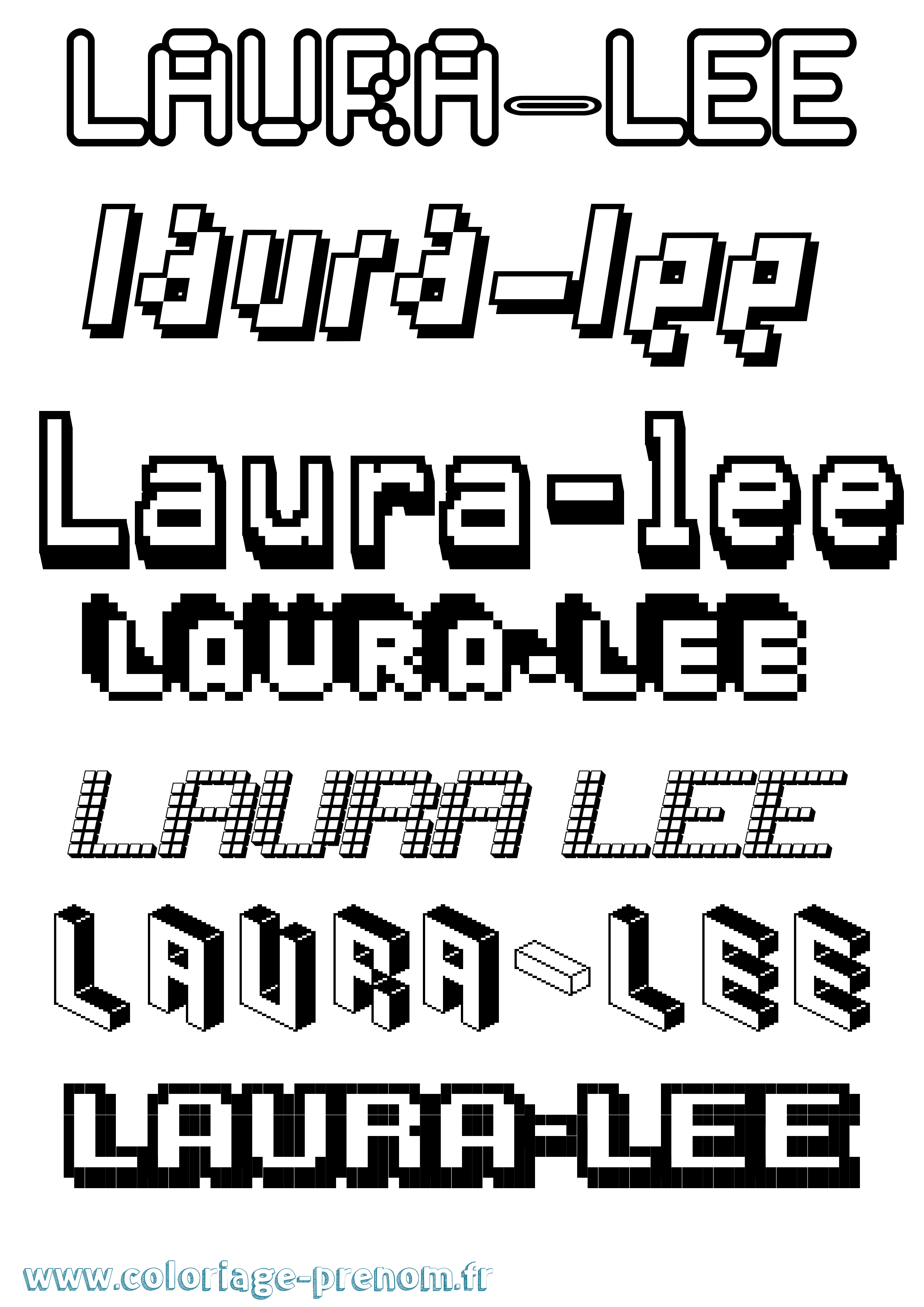 Coloriage prénom Laura-Lee Pixel