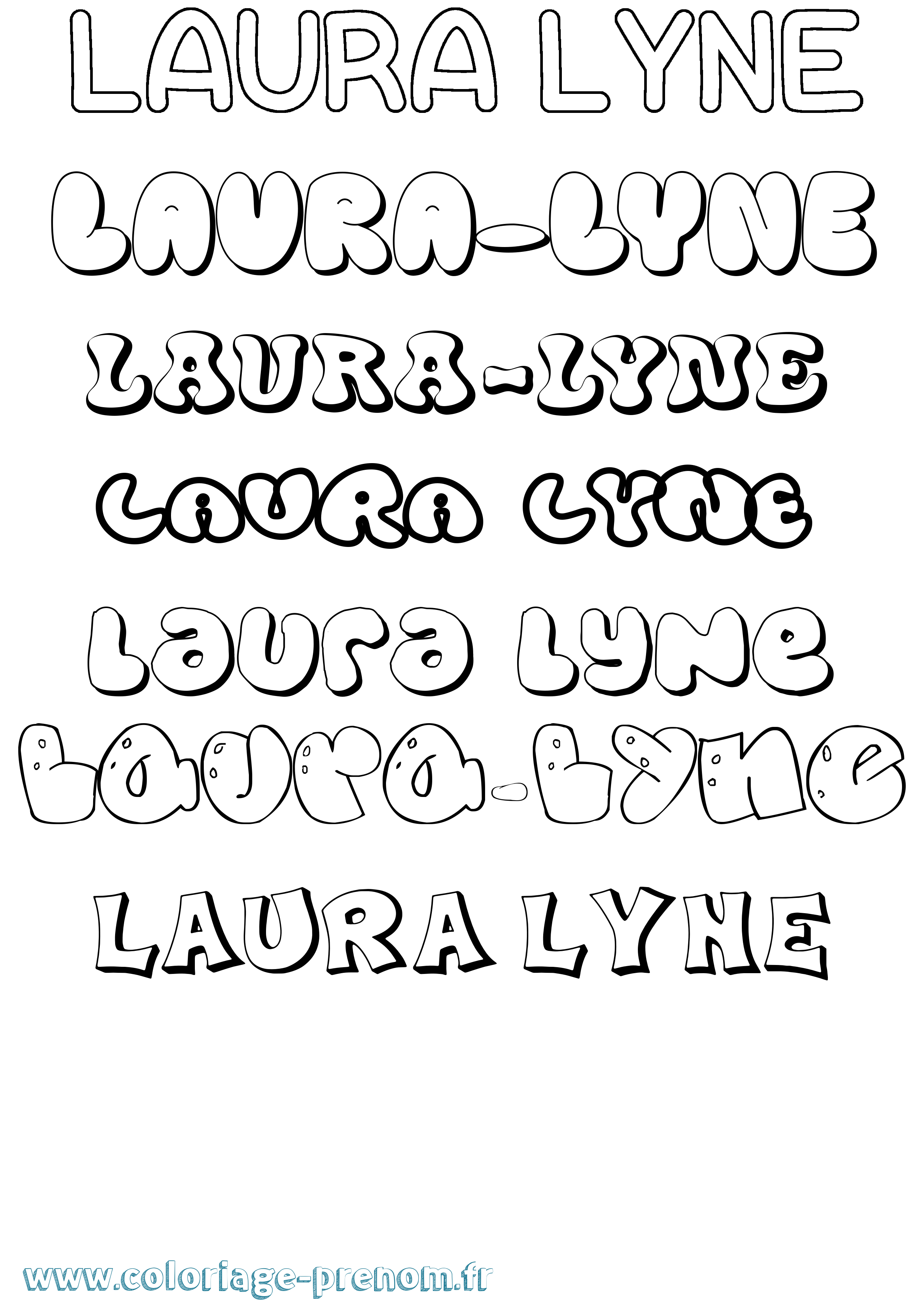 Coloriage Laura-Lyne Bubble Coloriage prénom Laura-Lyne Bubble