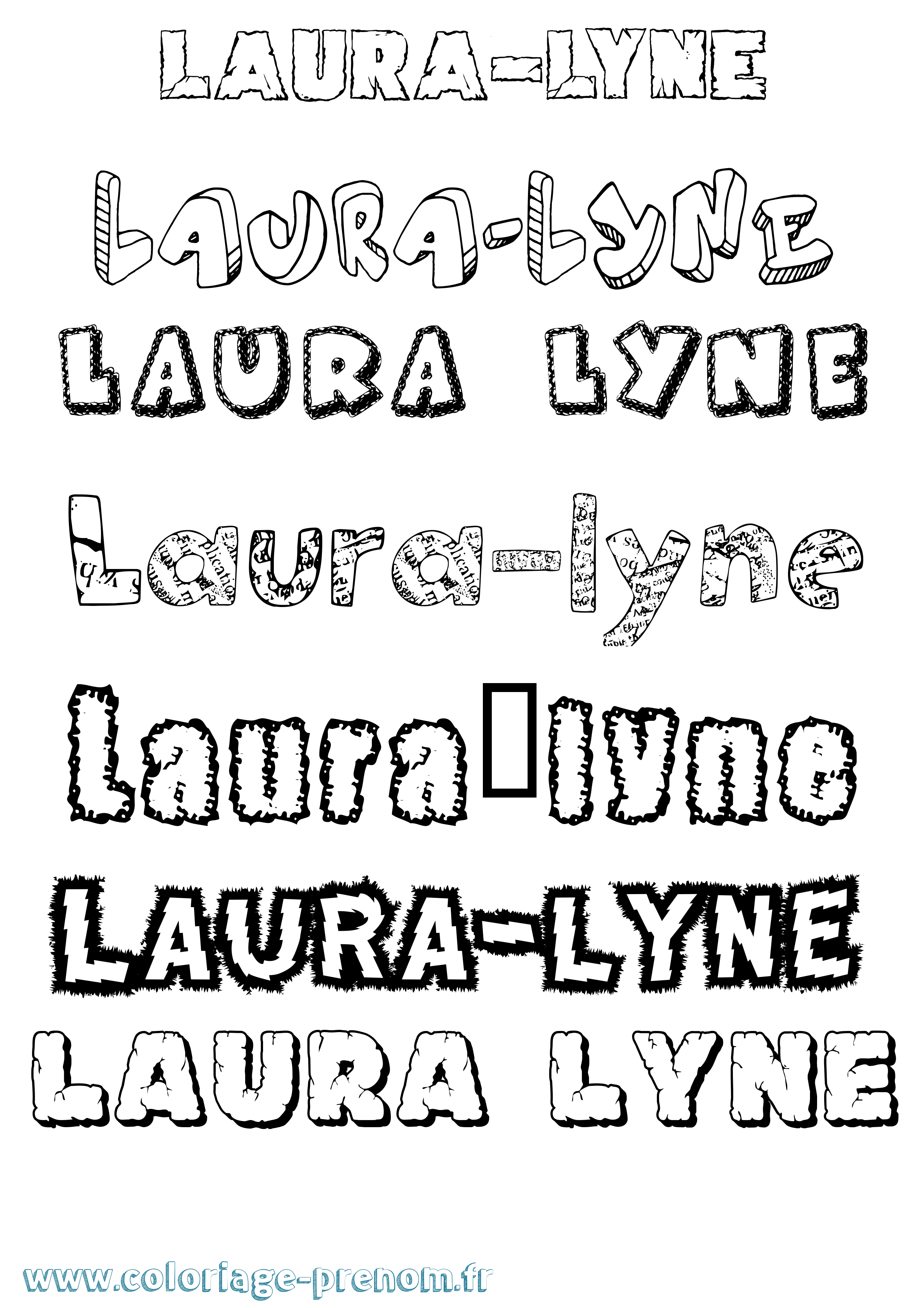 Coloriage Laura-Lyne Destructuré Coloriage prénom Laura-Lyne Destructuré