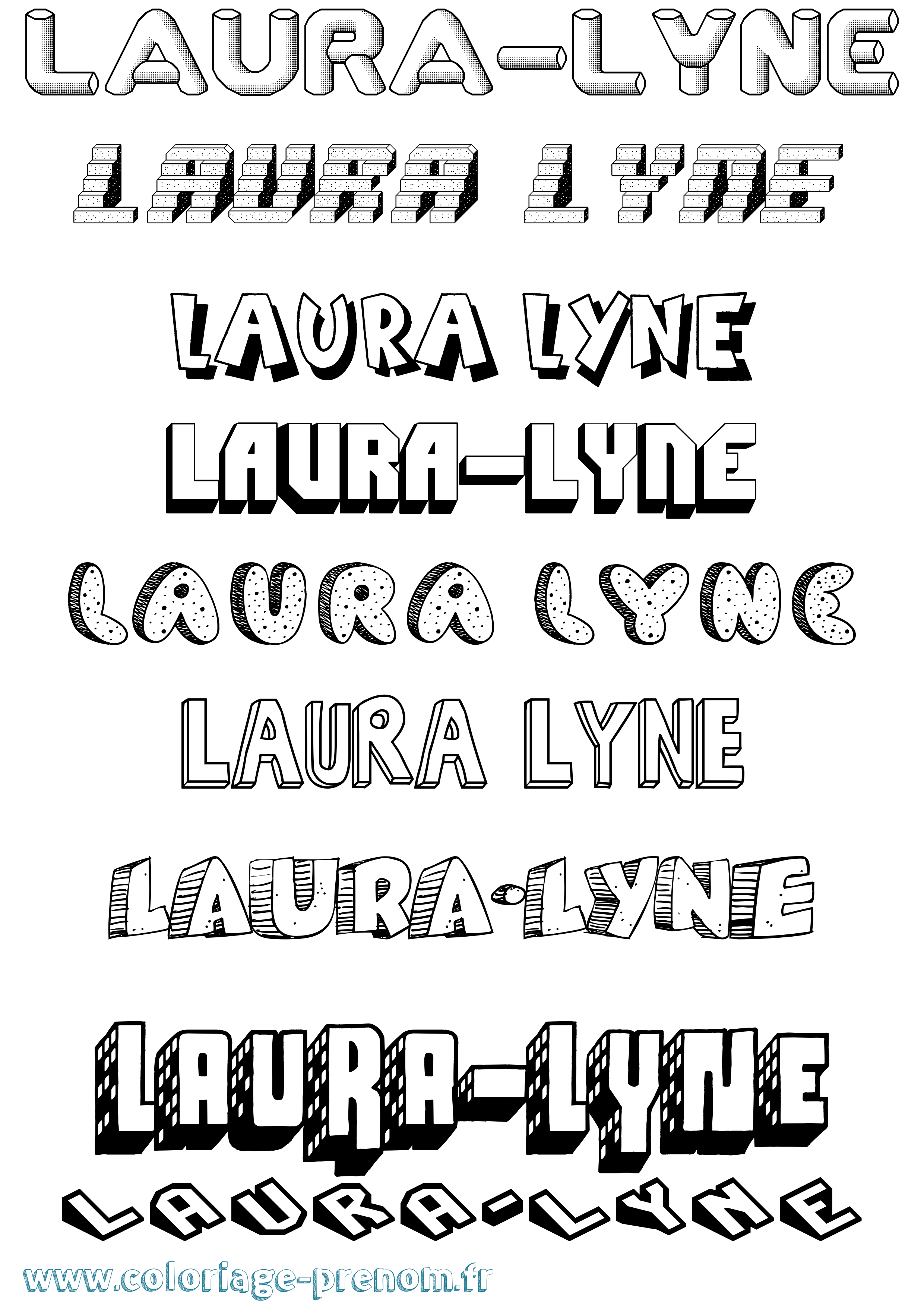 Coloriage Laura-Lyne Effet 3D Coloriage prénom Laura-Lyne Effet 3D