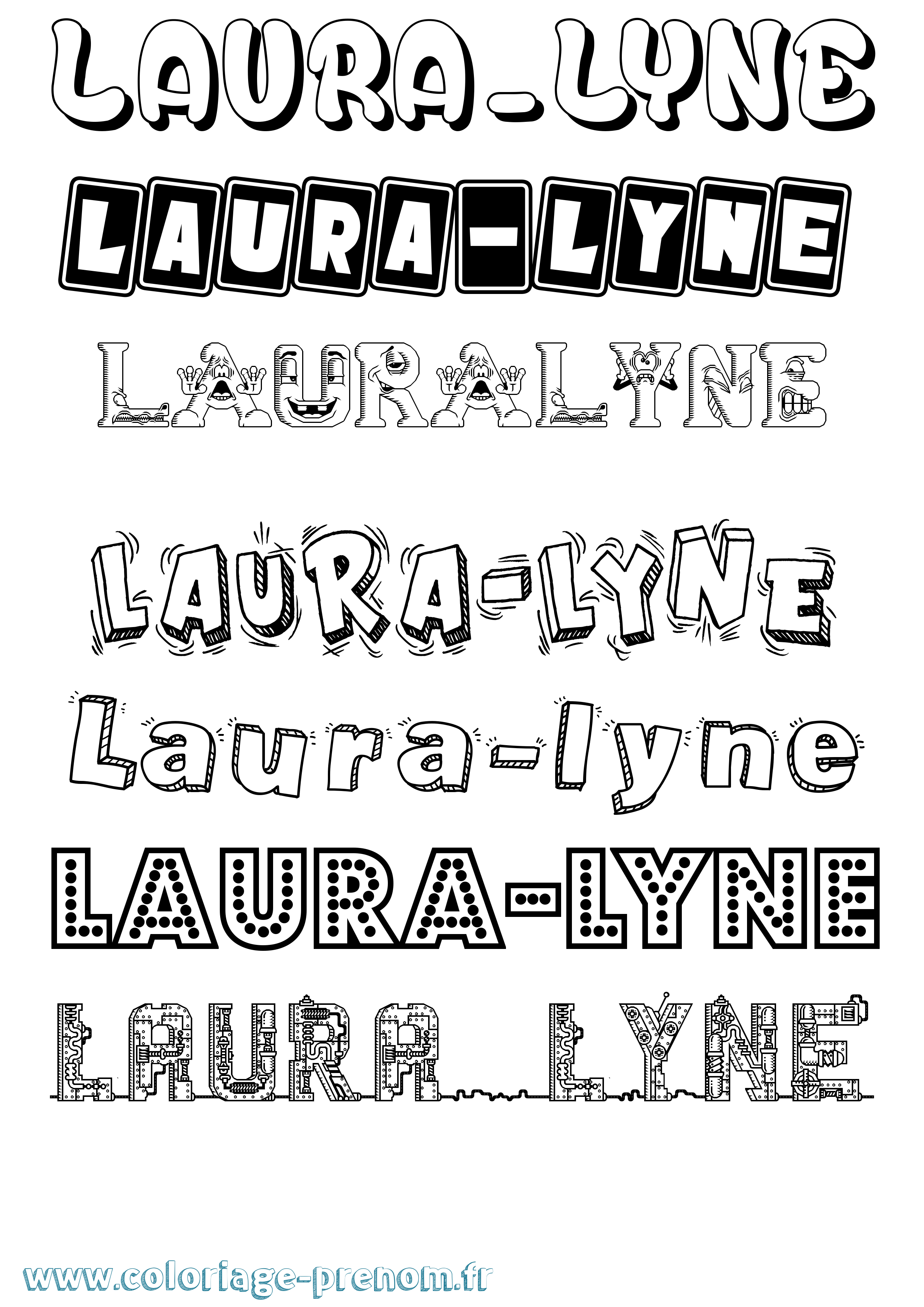 Coloriage prénom Laura-Lyne Fun