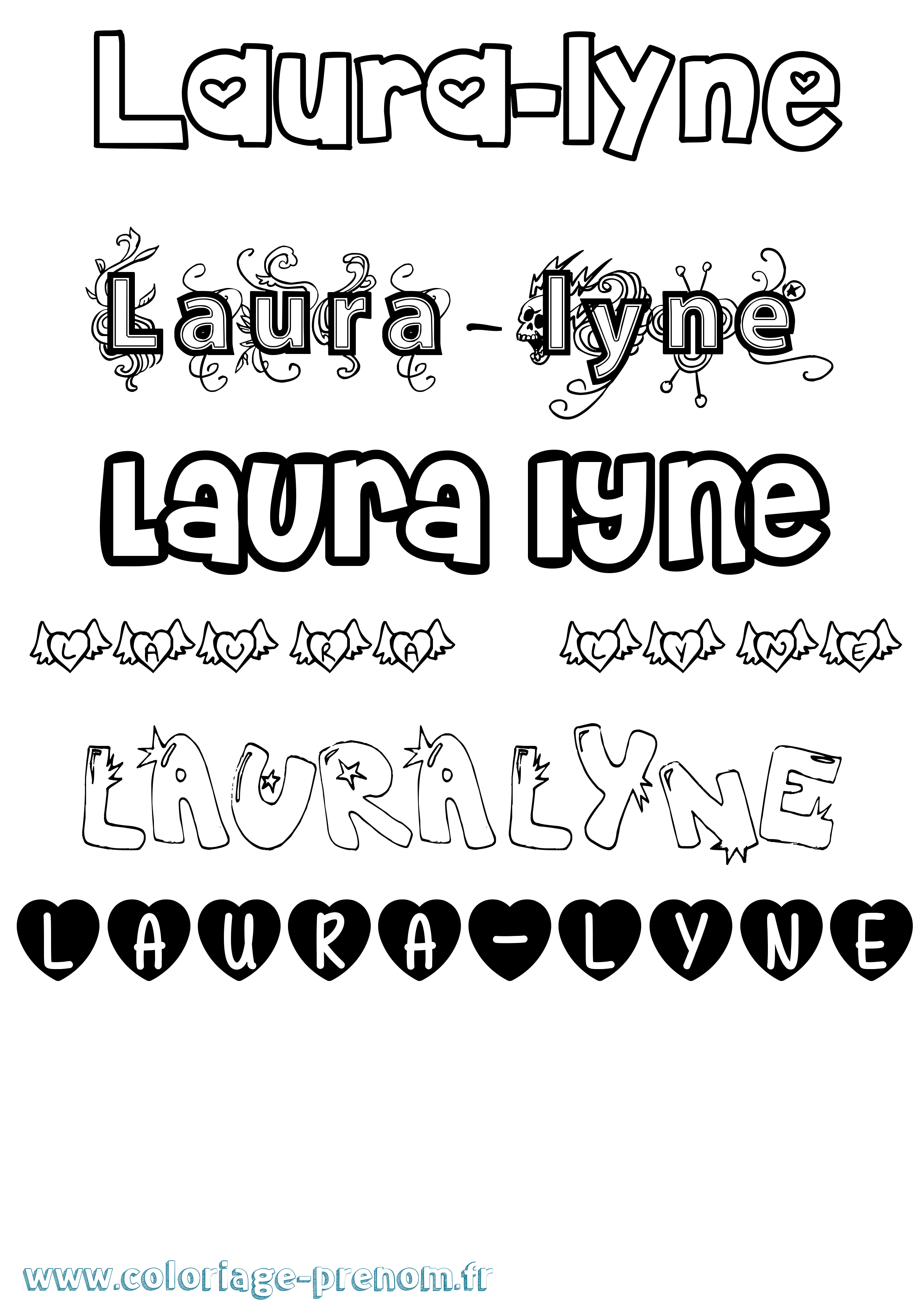 Coloriage Laura-Lyne Girly Coloriage prénom Laura-Lyne Girly