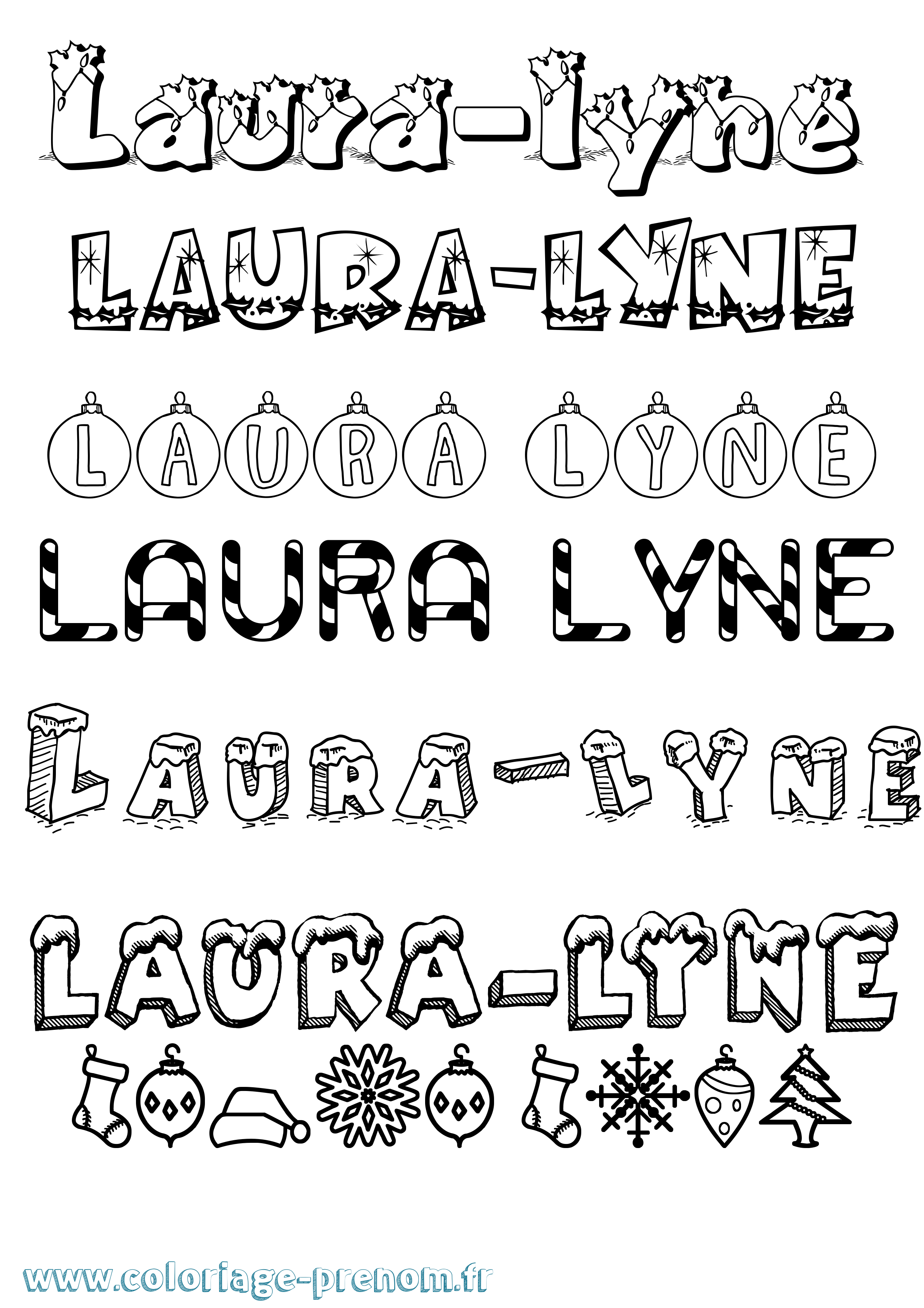 Coloriage Laura-Lyne Noël Coloriage prénom Laura-Lyne Noël