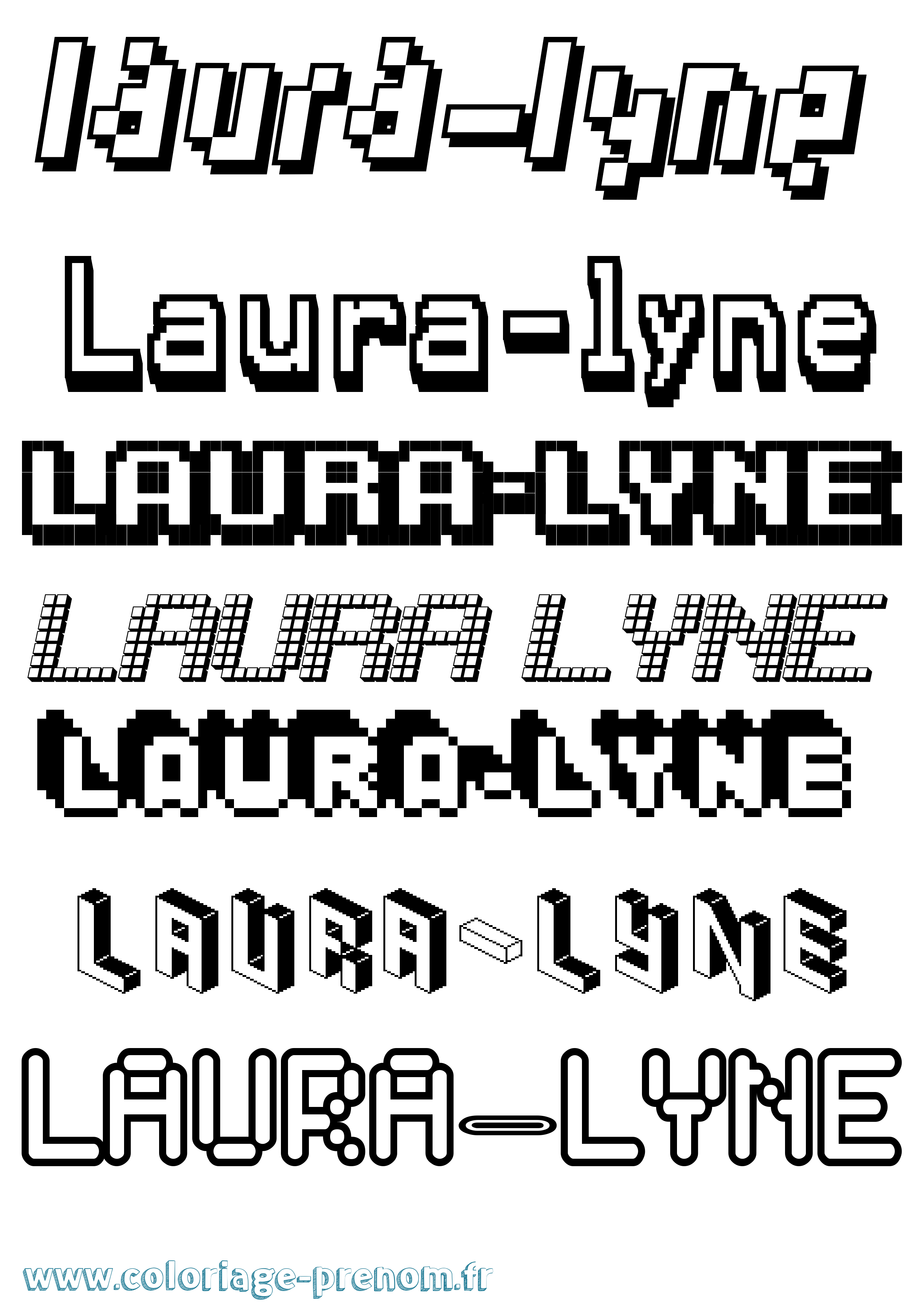 Coloriage prénom Laura-Lyne Pixel