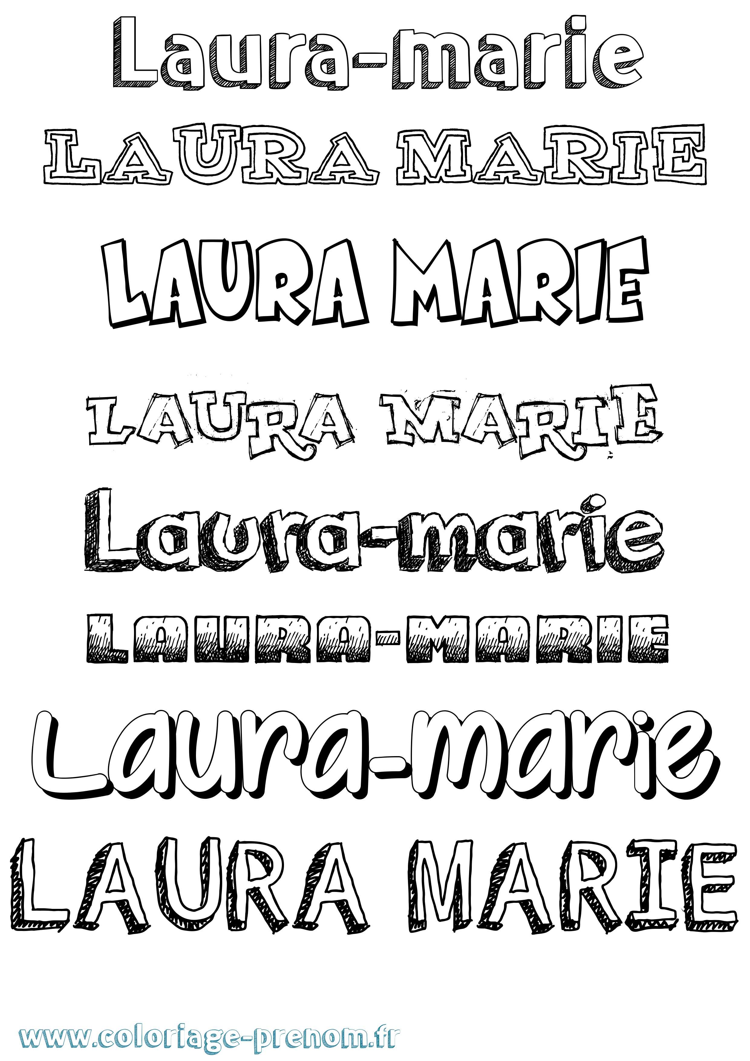 Coloriage prénom Laura-Marie Dessiné