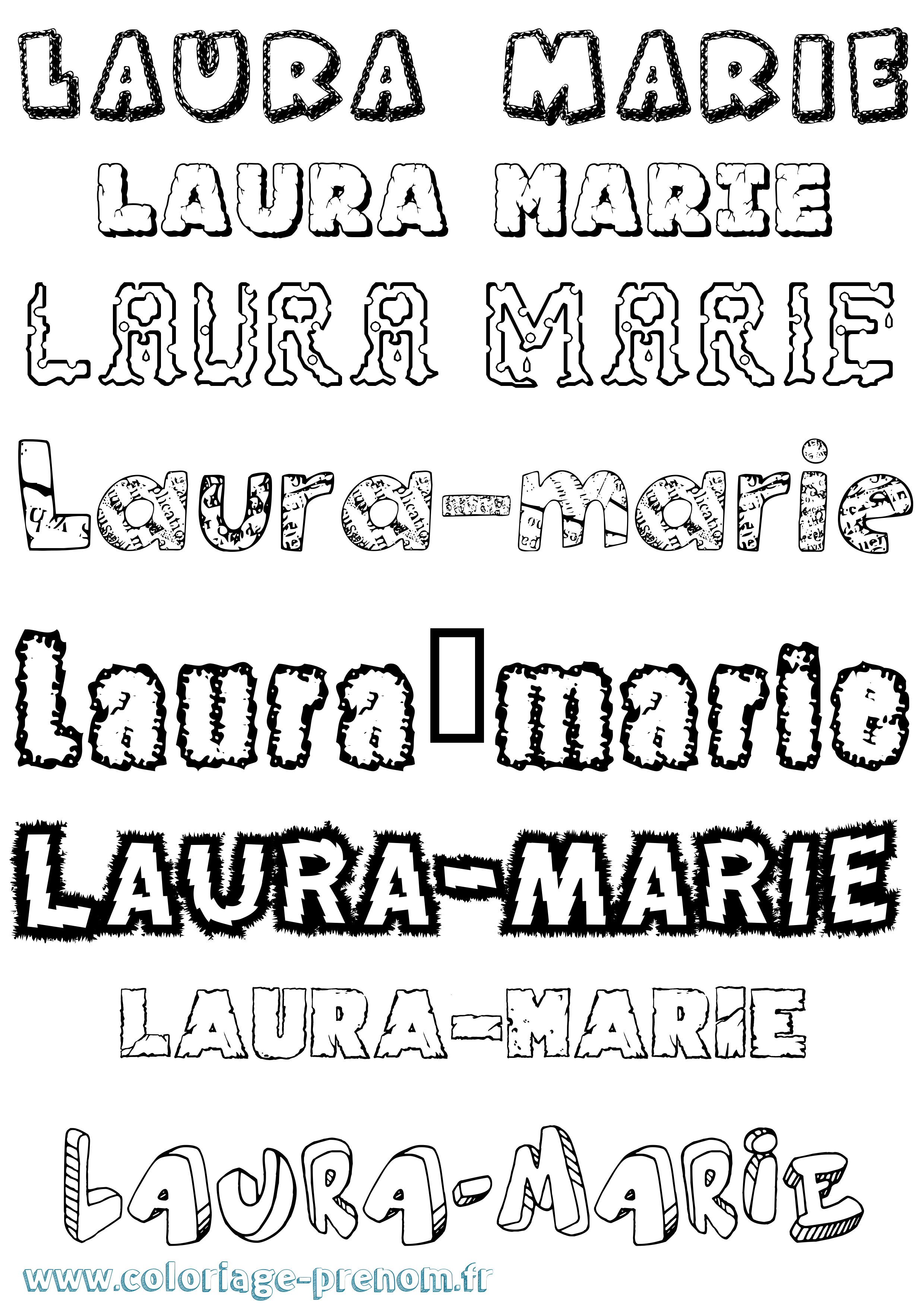 Coloriage prénom Laura-Marie Destructuré