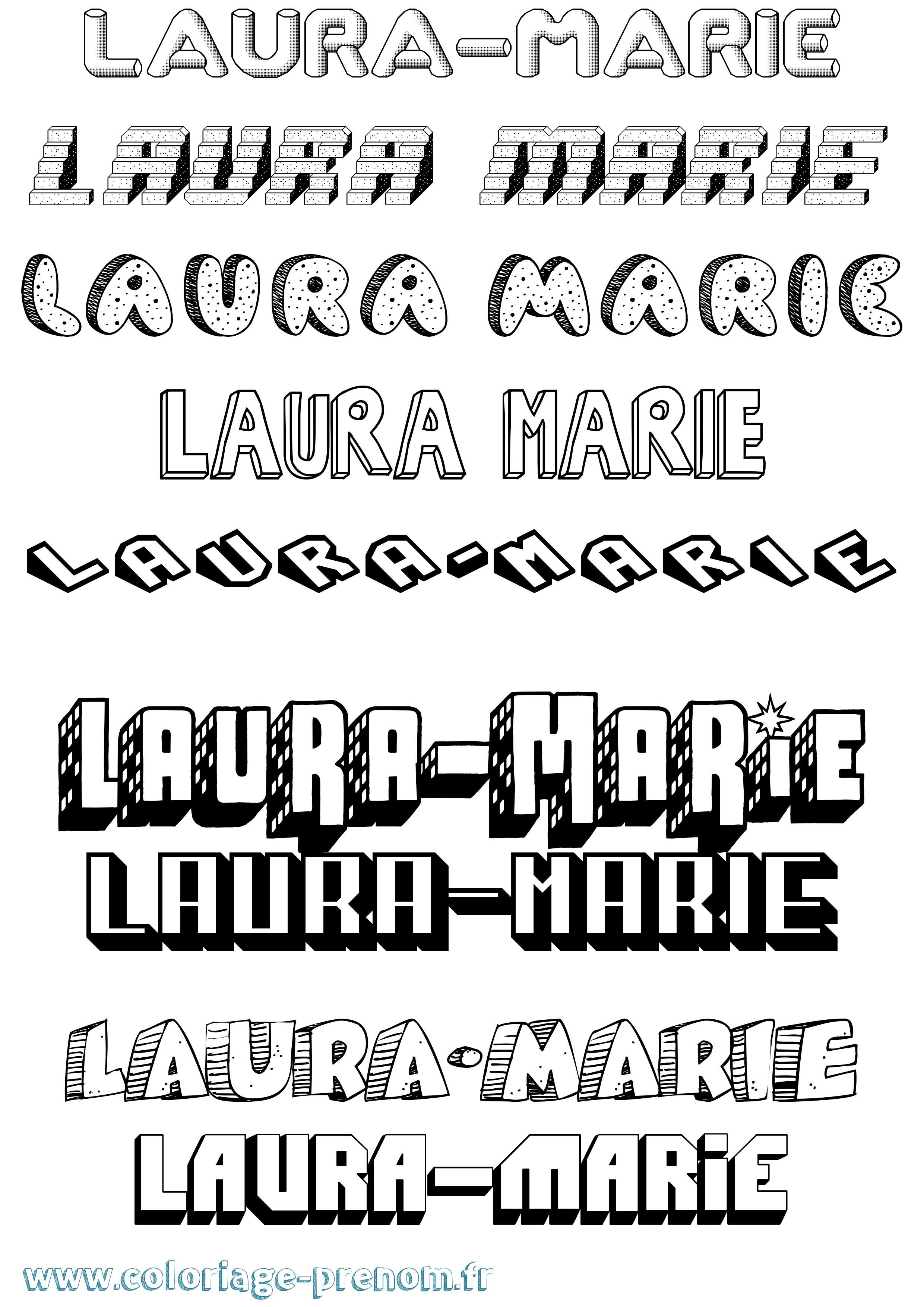 Coloriage prénom Laura-Marie Effet 3D