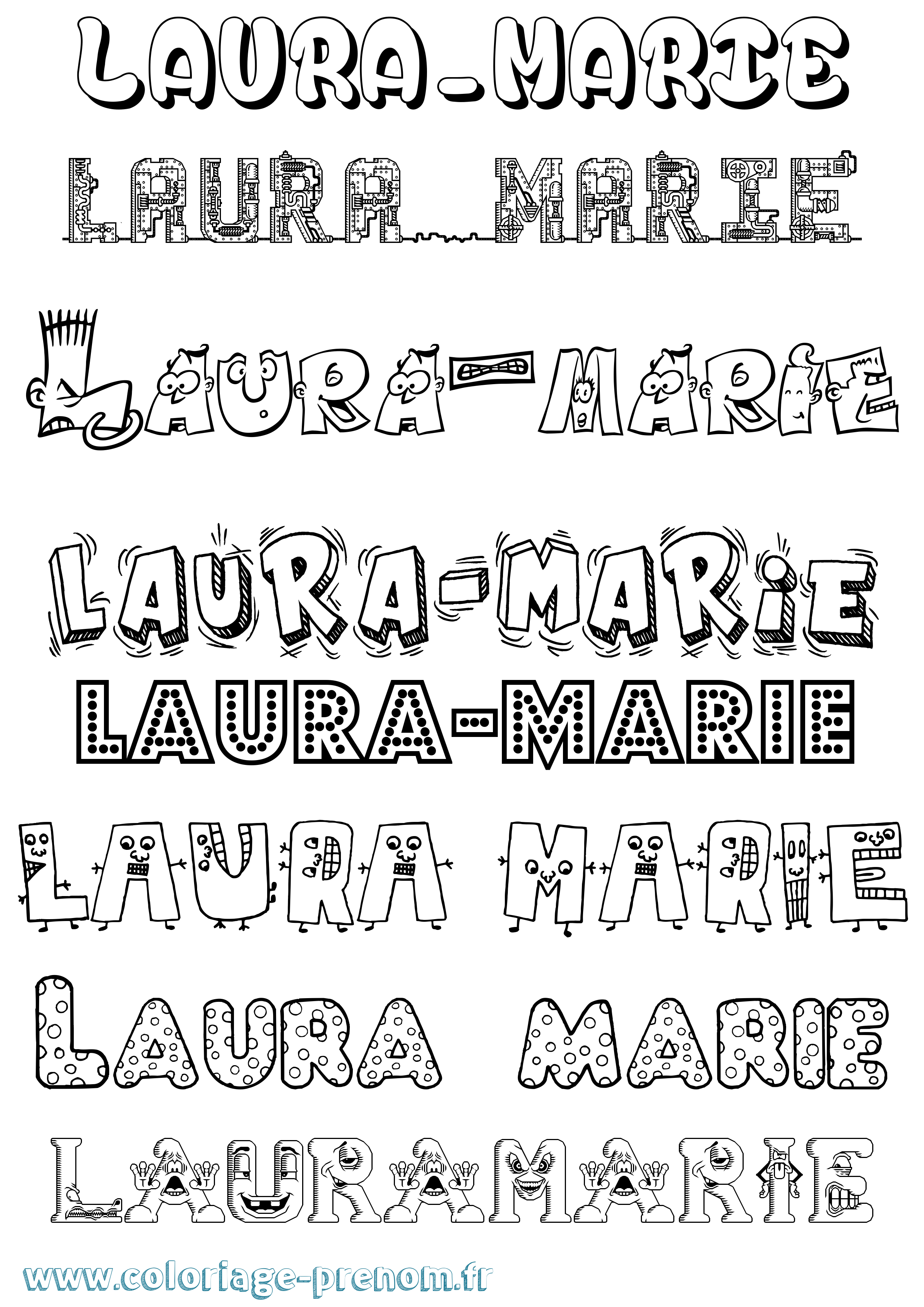 Coloriage prénom Laura-Marie Fun