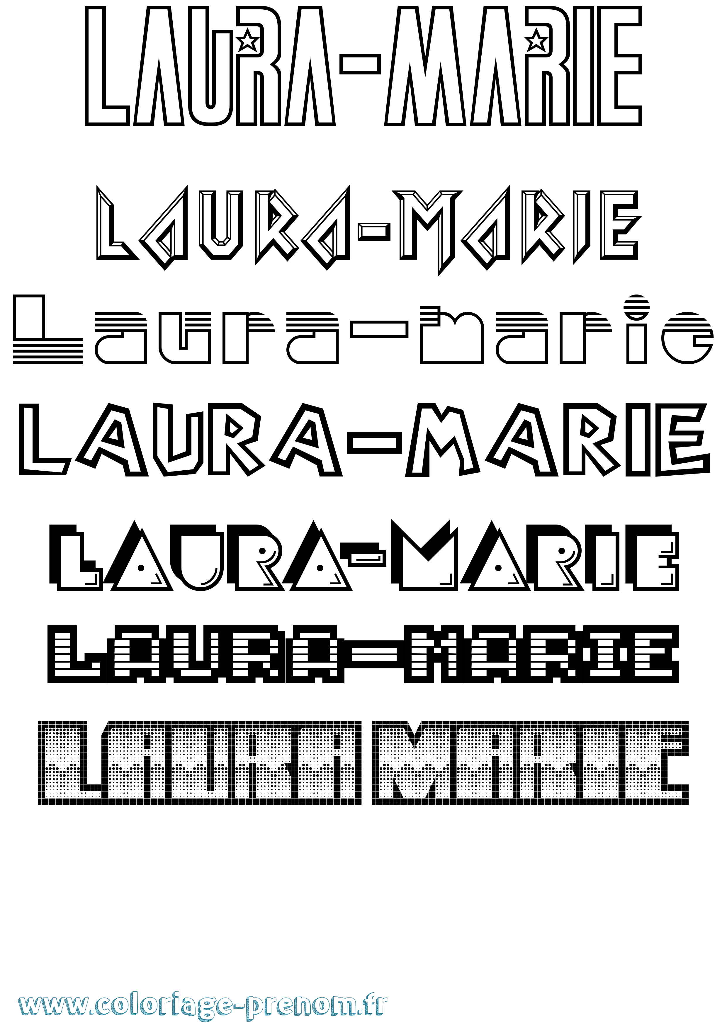 Coloriage prénom Laura-Marie Jeux Vidéos