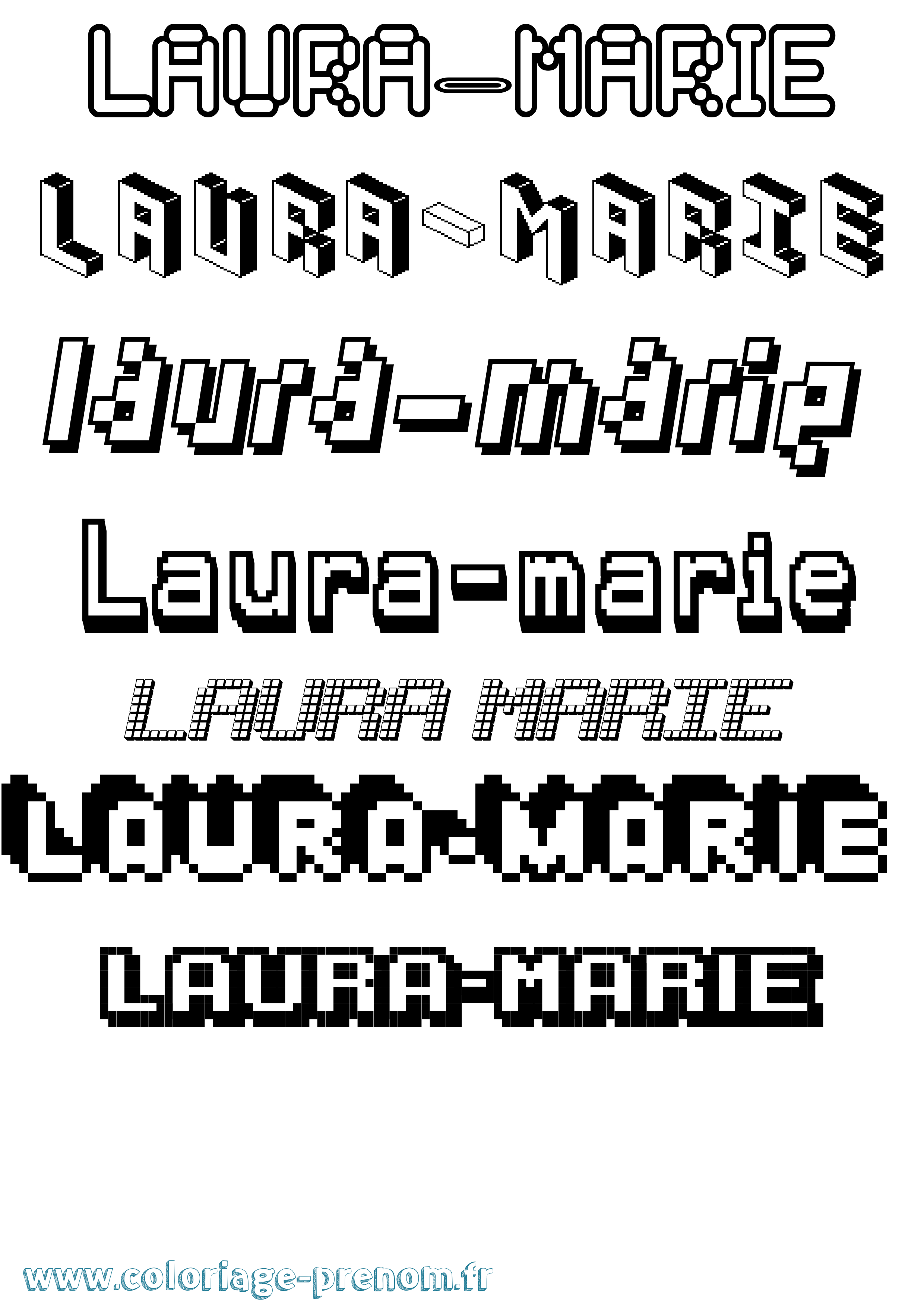 Coloriage prénom Laura-Marie Pixel