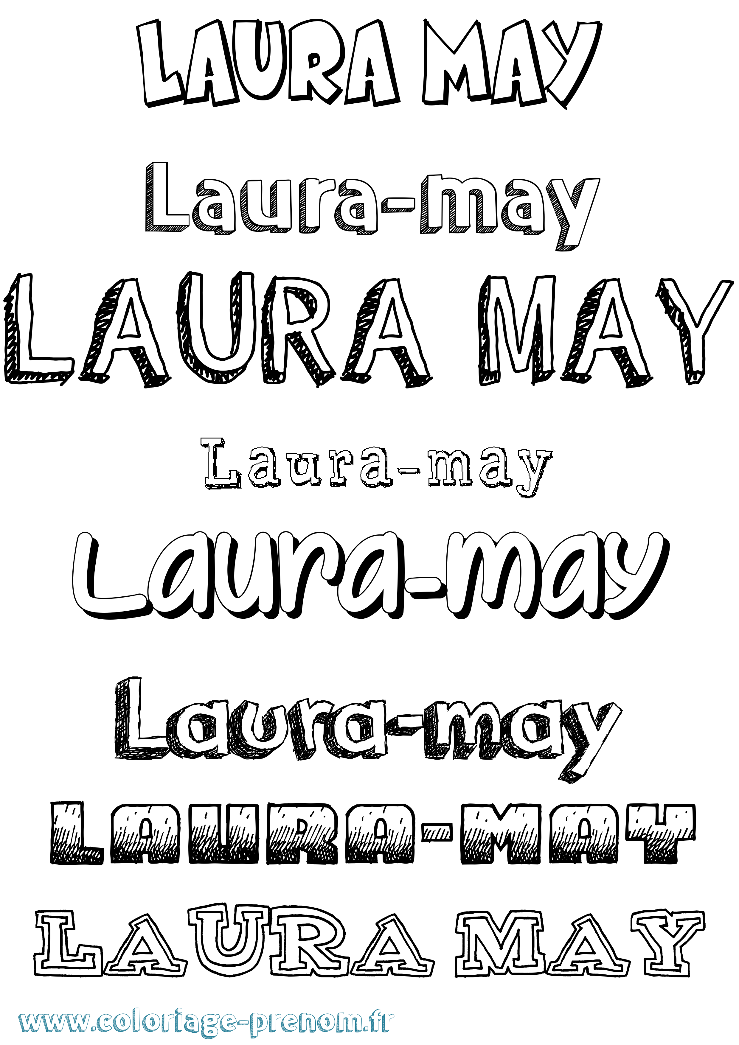 Coloriage prénom Laura-May Dessiné
