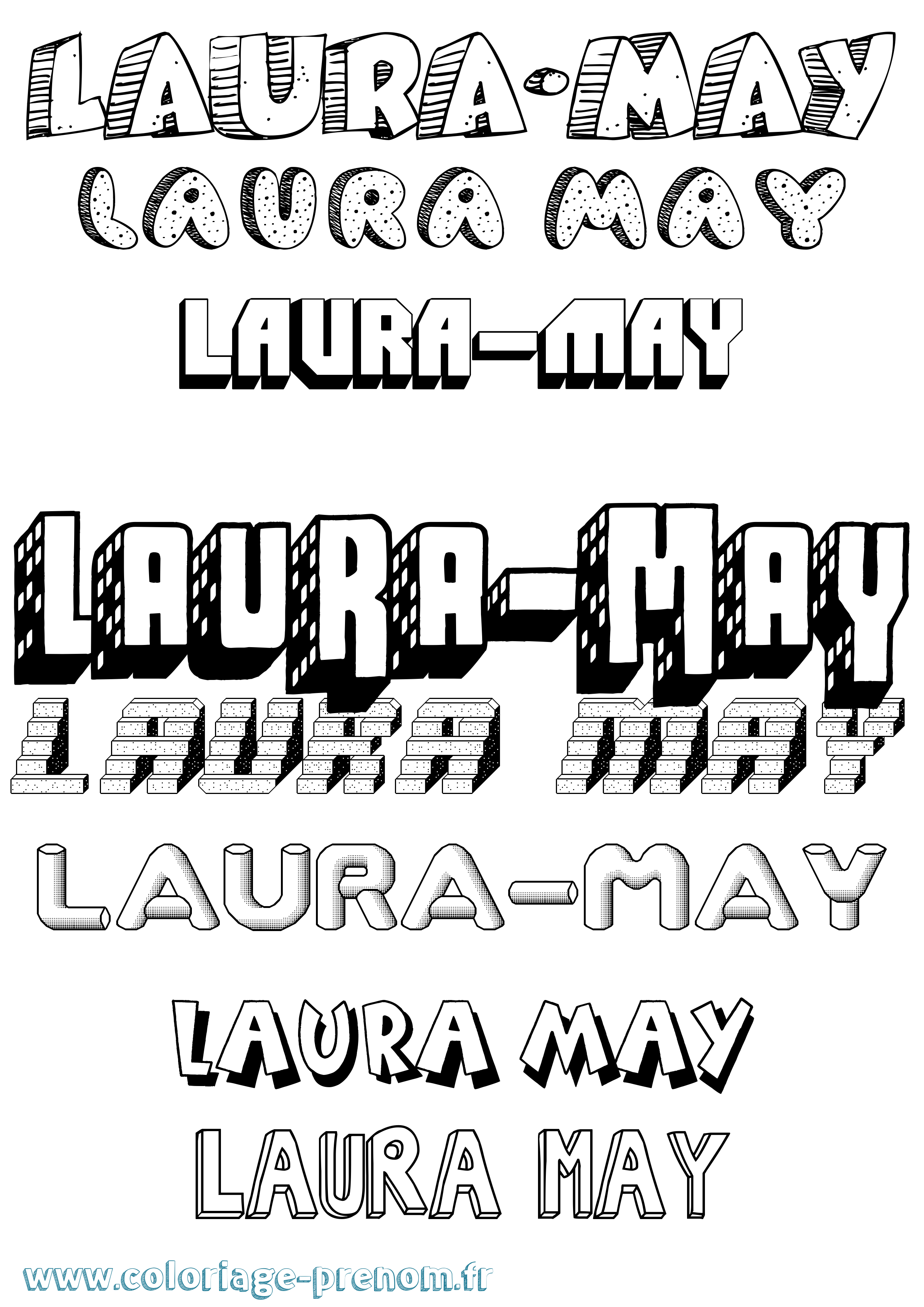 Coloriage prénom Laura-May Effet 3D