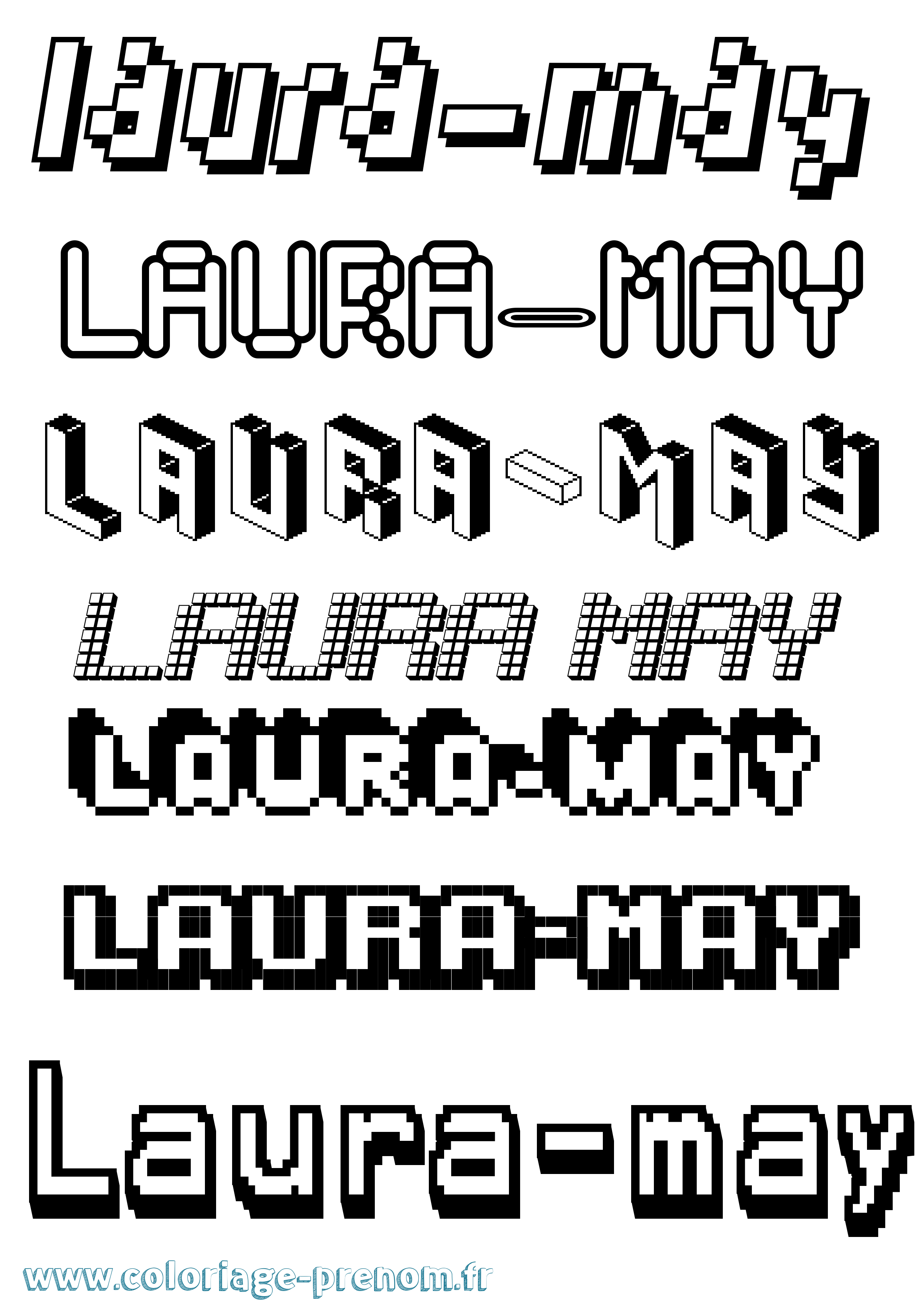 Coloriage prénom Laura-May Pixel