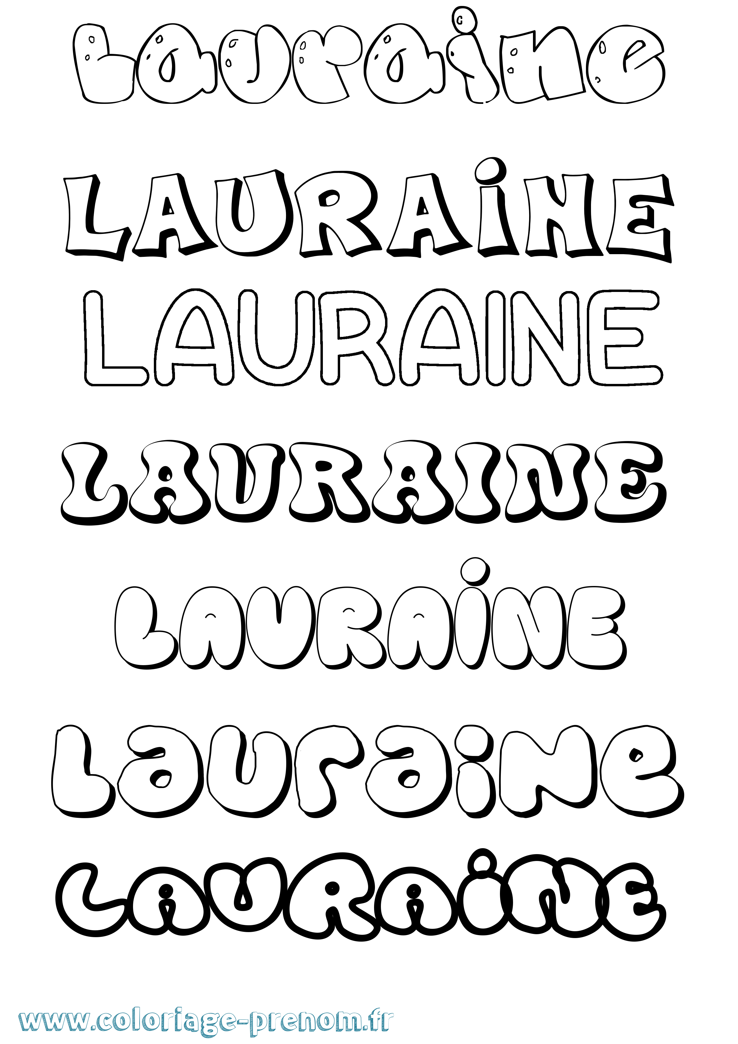 Coloriage prénom Lauraine Bubble