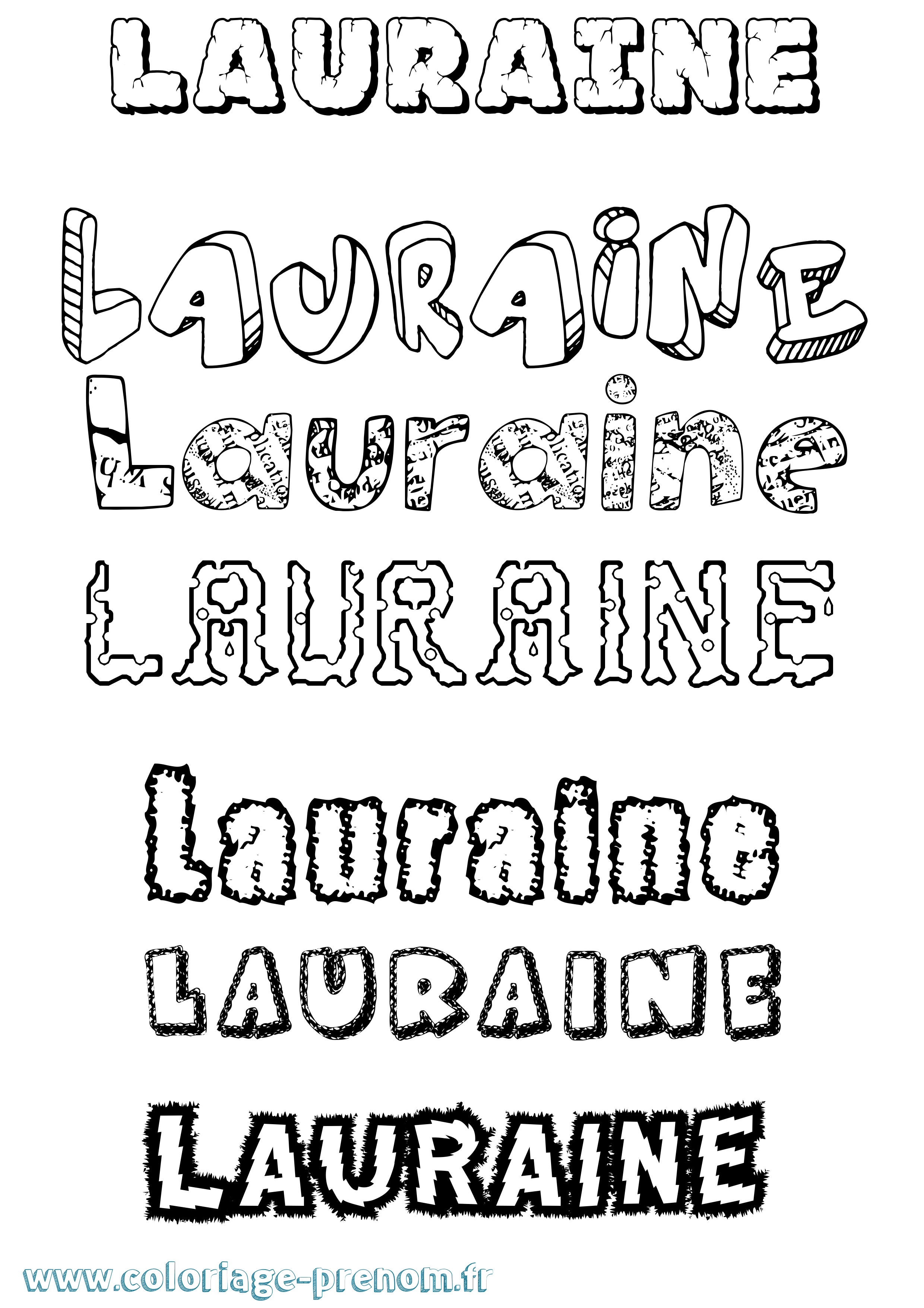 Coloriage prénom Lauraine Destructuré