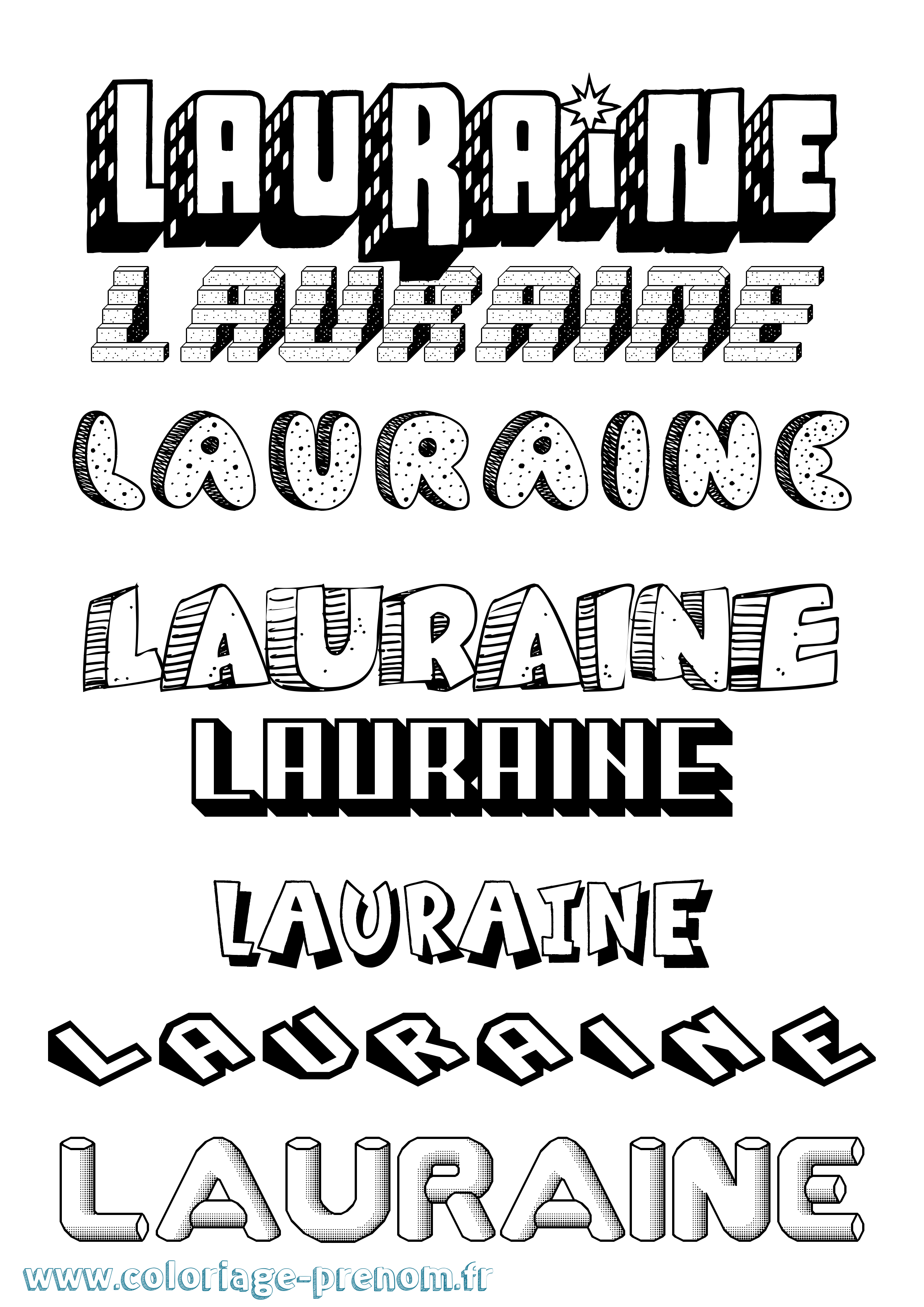 Coloriage prénom Lauraine Effet 3D