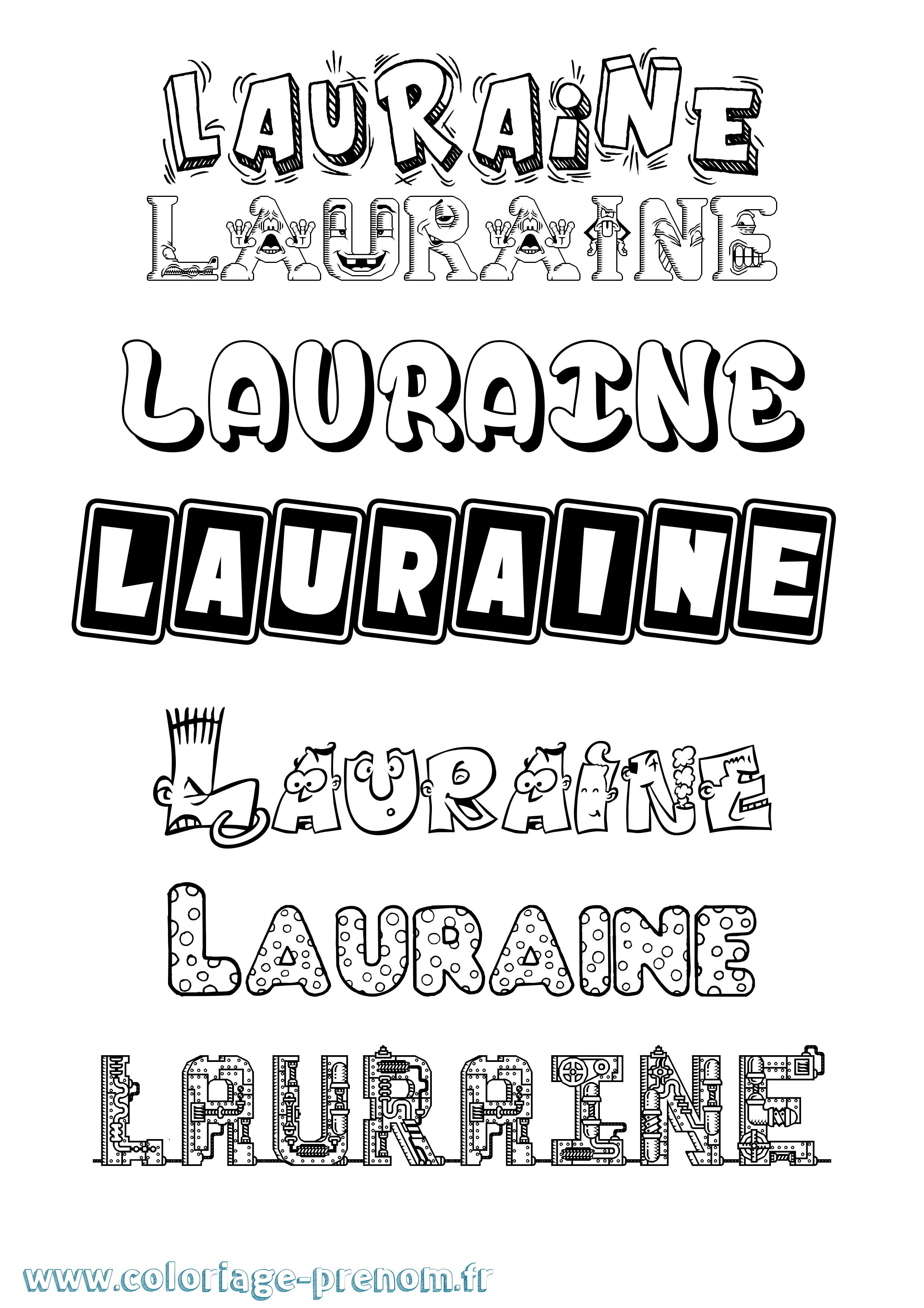 Coloriage prénom Lauraine Fun
