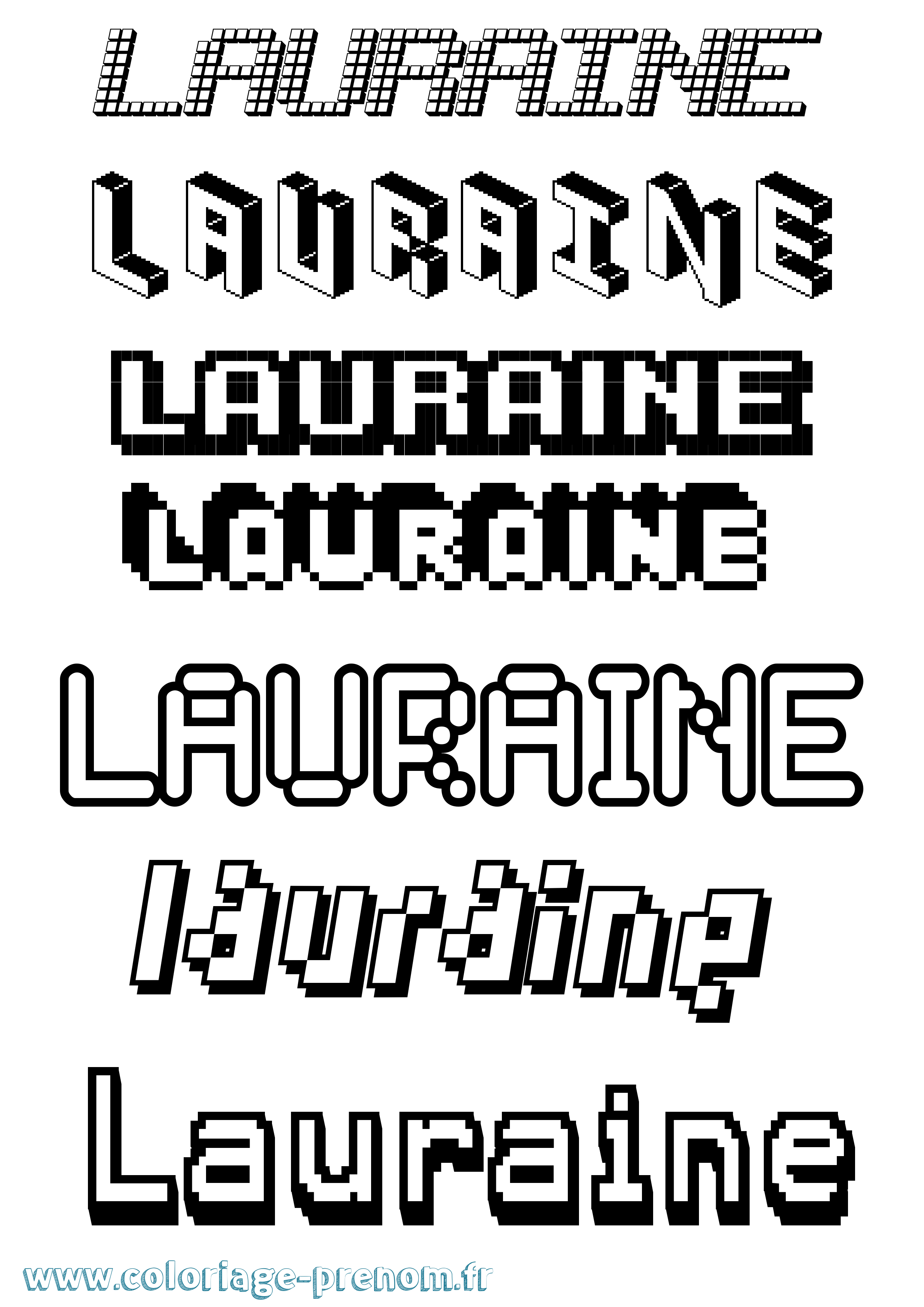 Coloriage prénom Lauraine Pixel