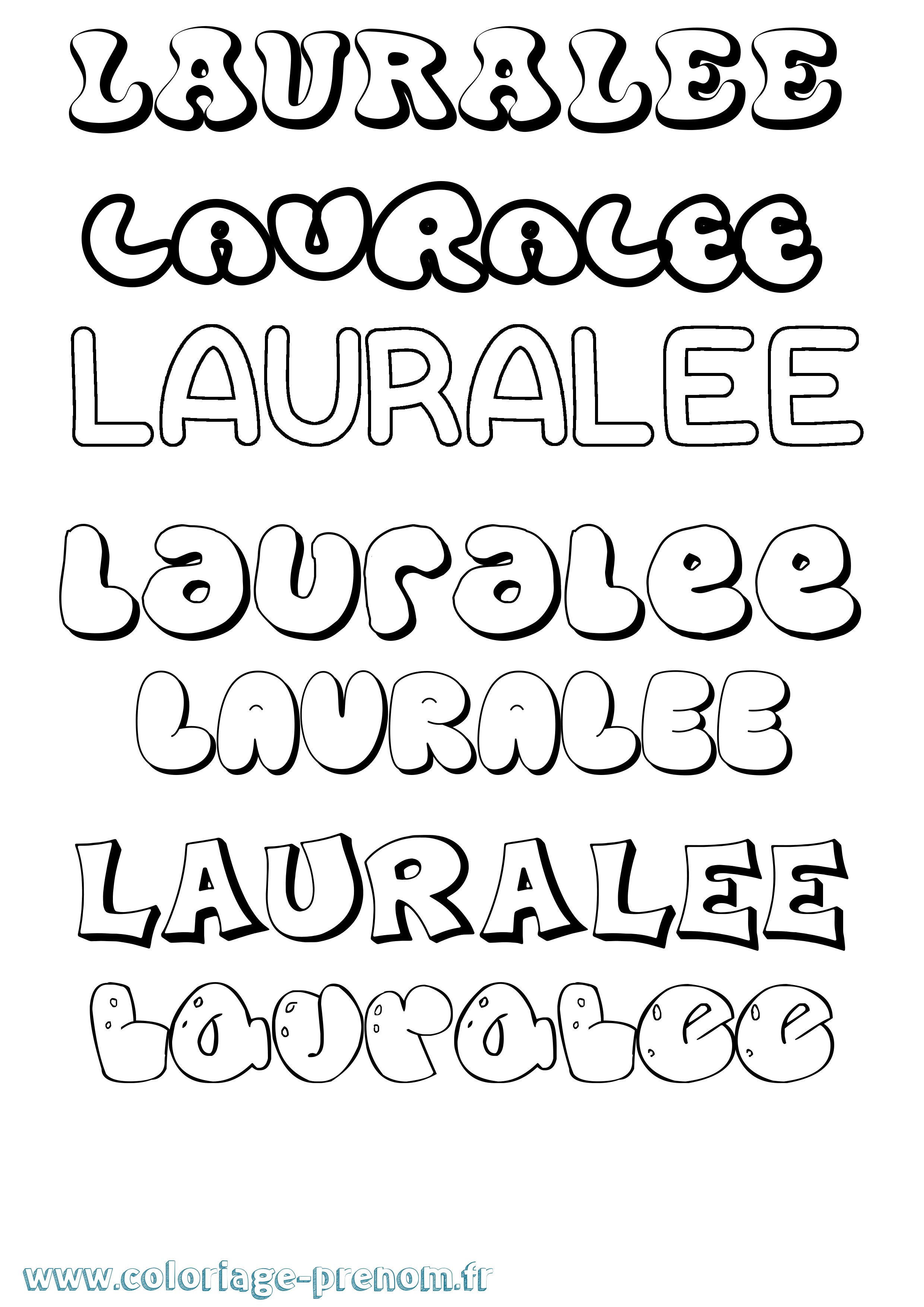 Coloriage prénom Lauralee Bubble