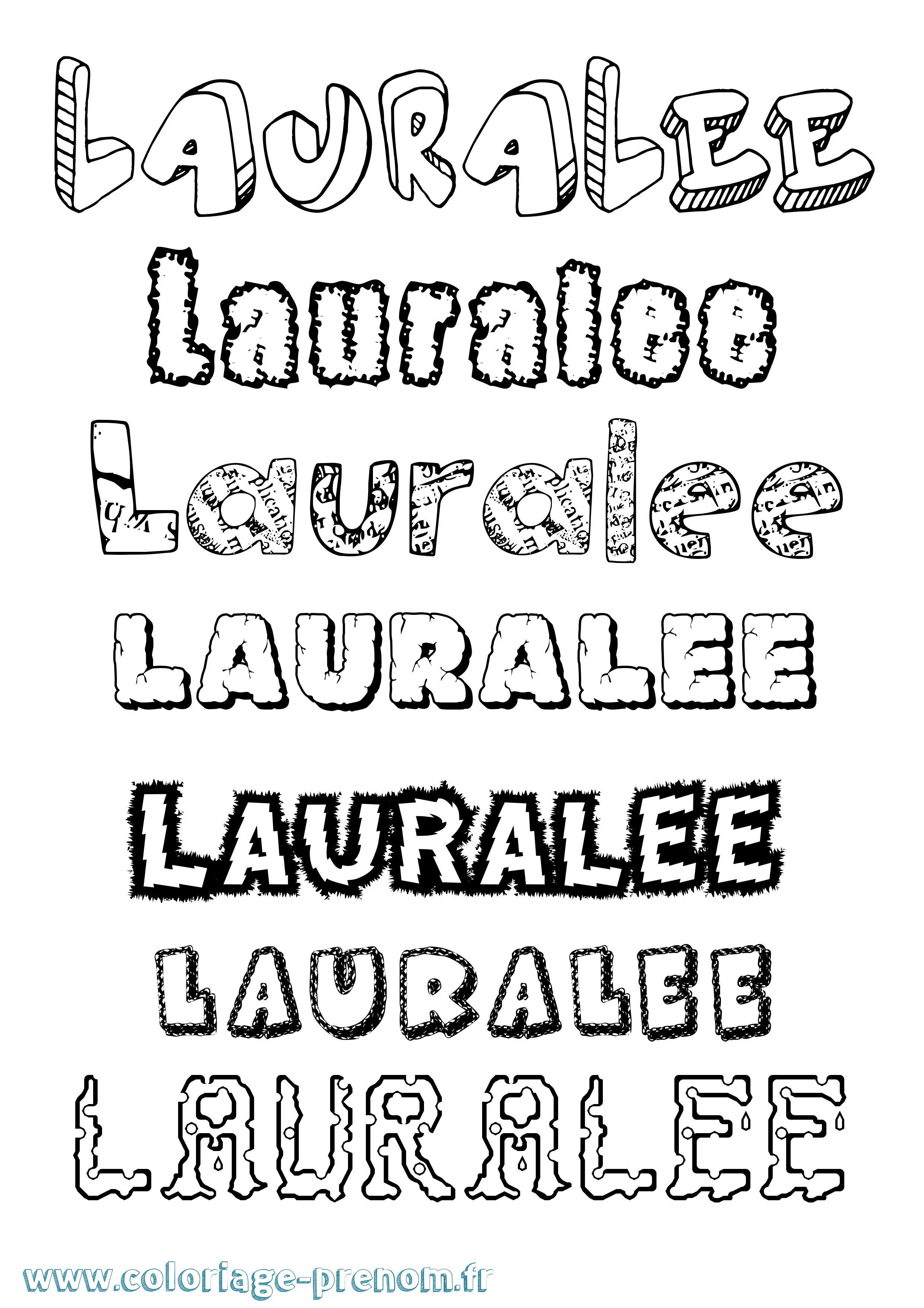 Coloriage prénom Lauralee Destructuré