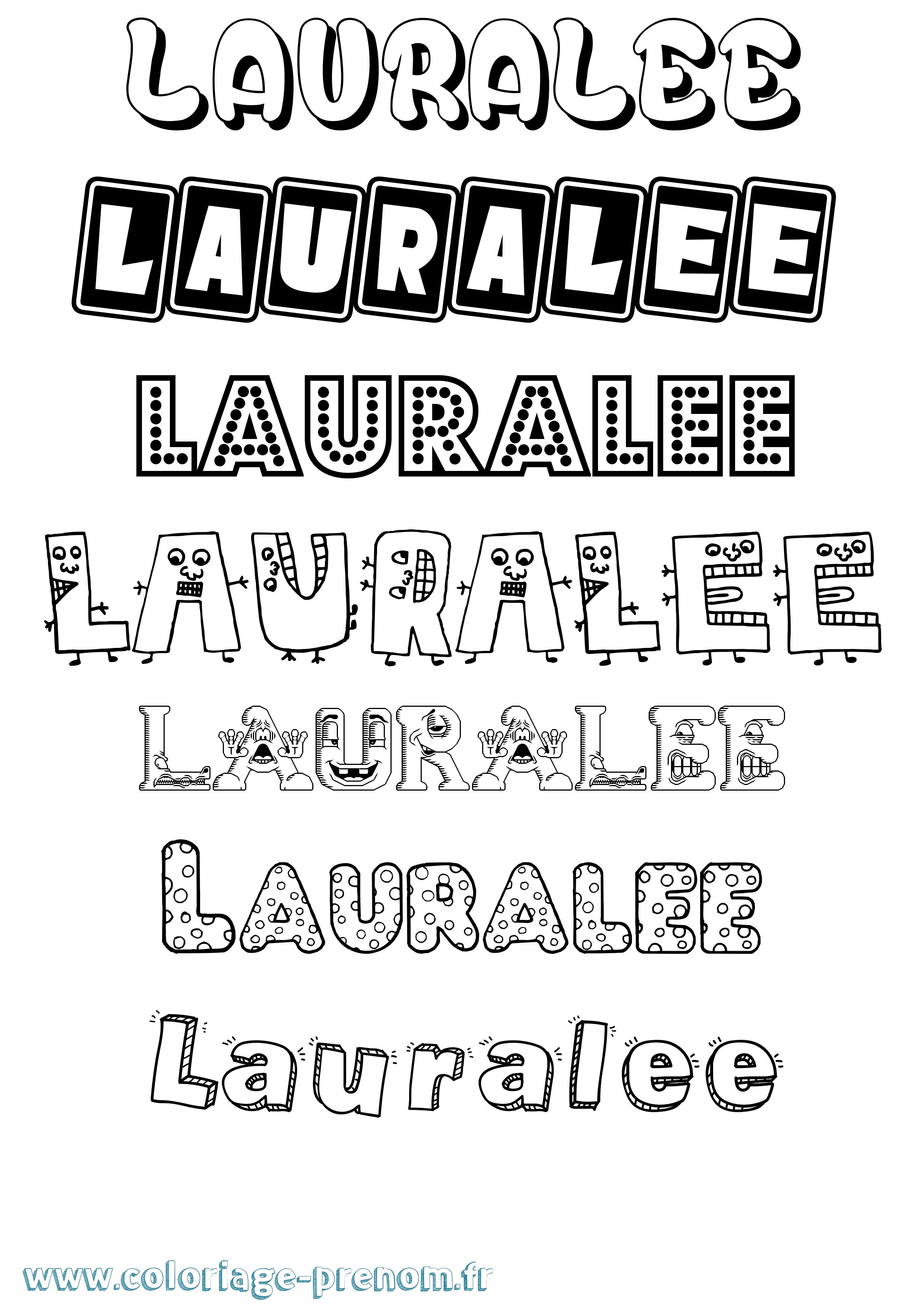 Coloriage prénom Lauralee Fun