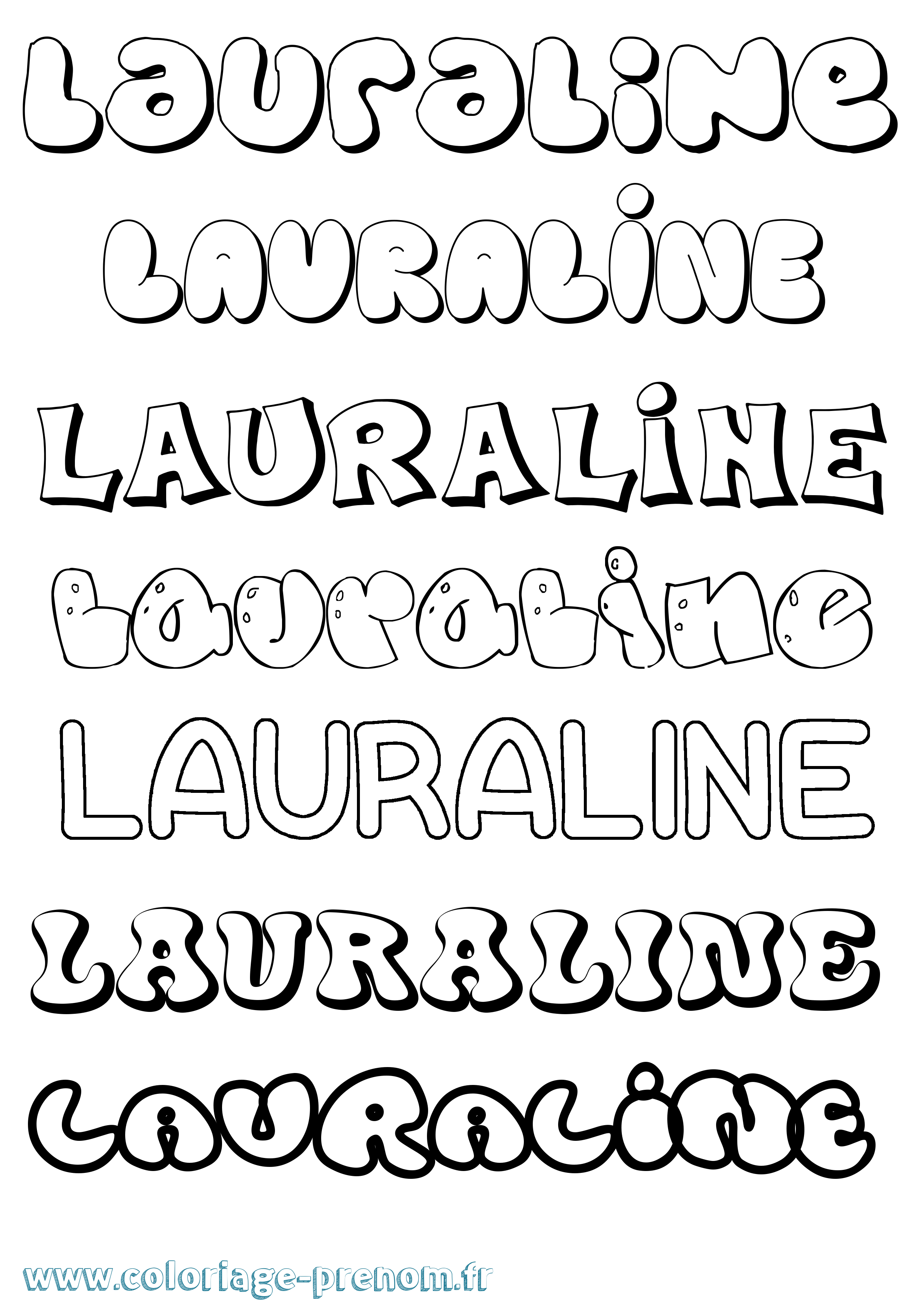 Coloriage prénom Lauraline Bubble