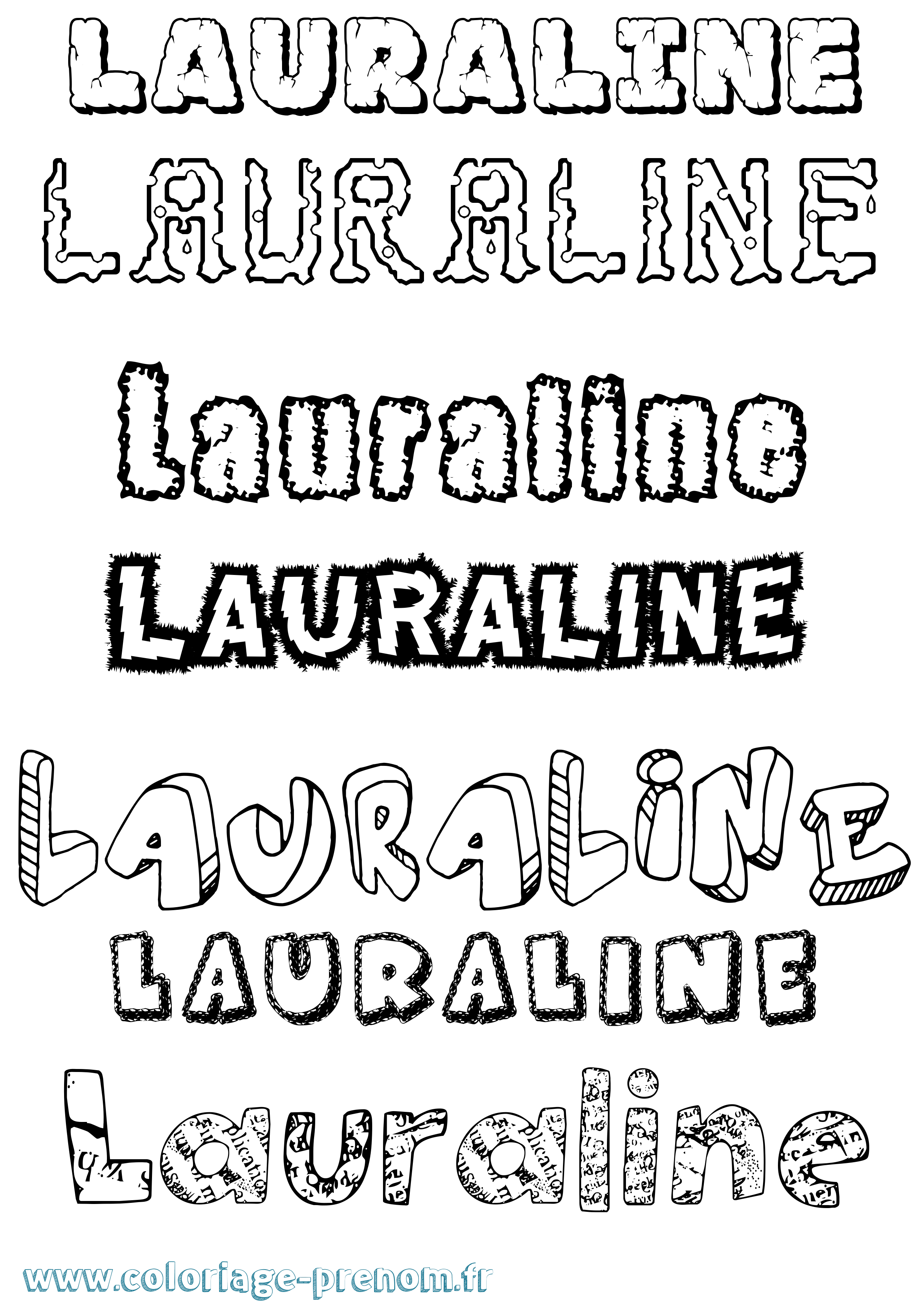 Coloriage prénom Lauraline Destructuré