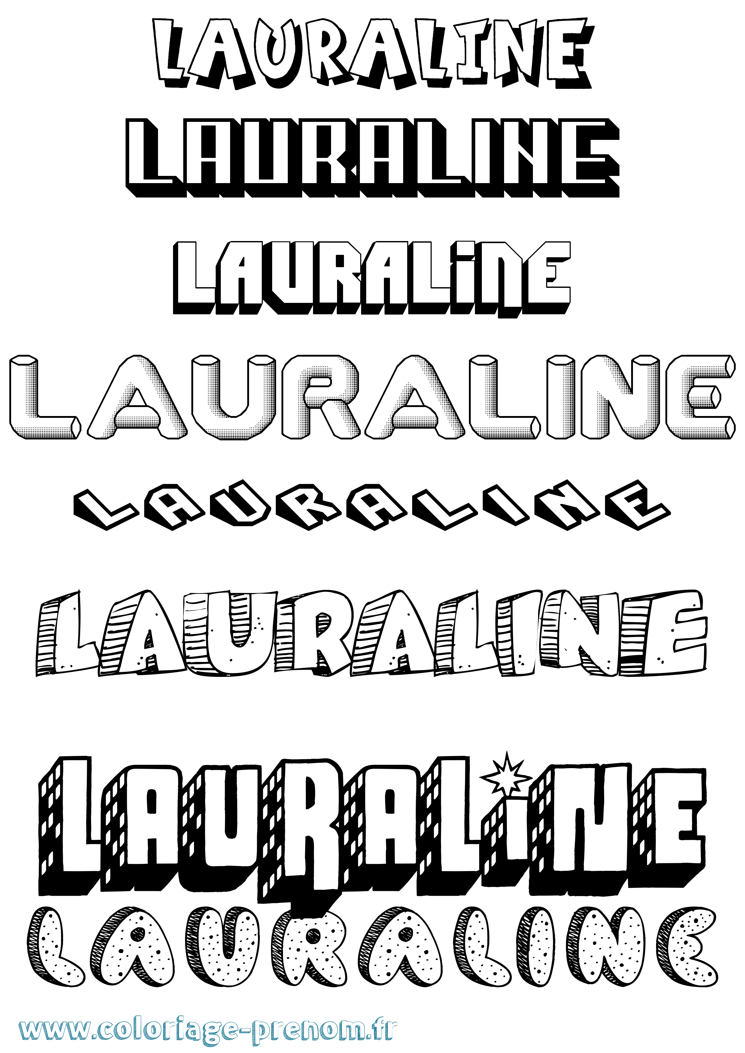 Coloriage prénom Lauraline Effet 3D