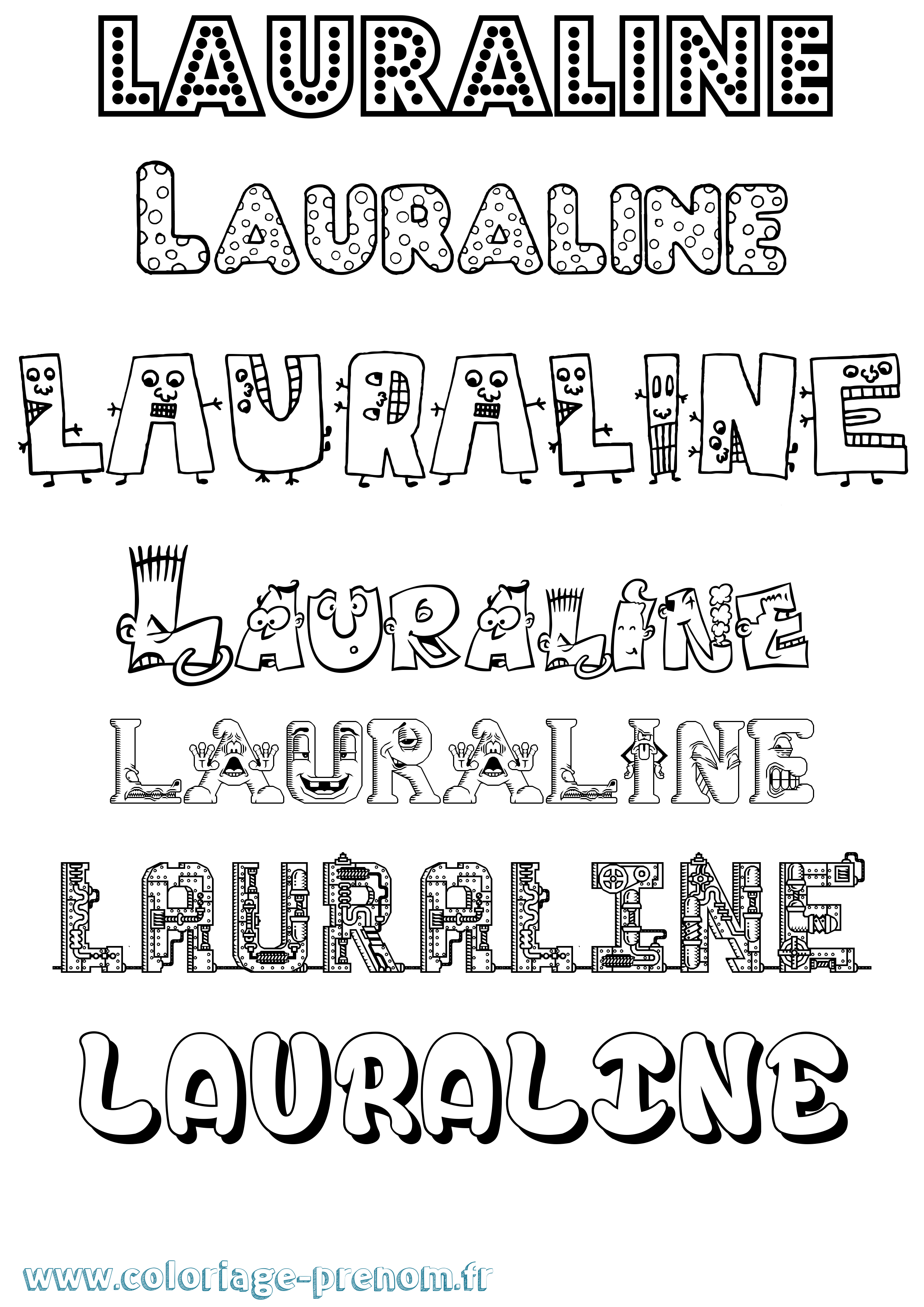 Coloriage prénom Lauraline Fun