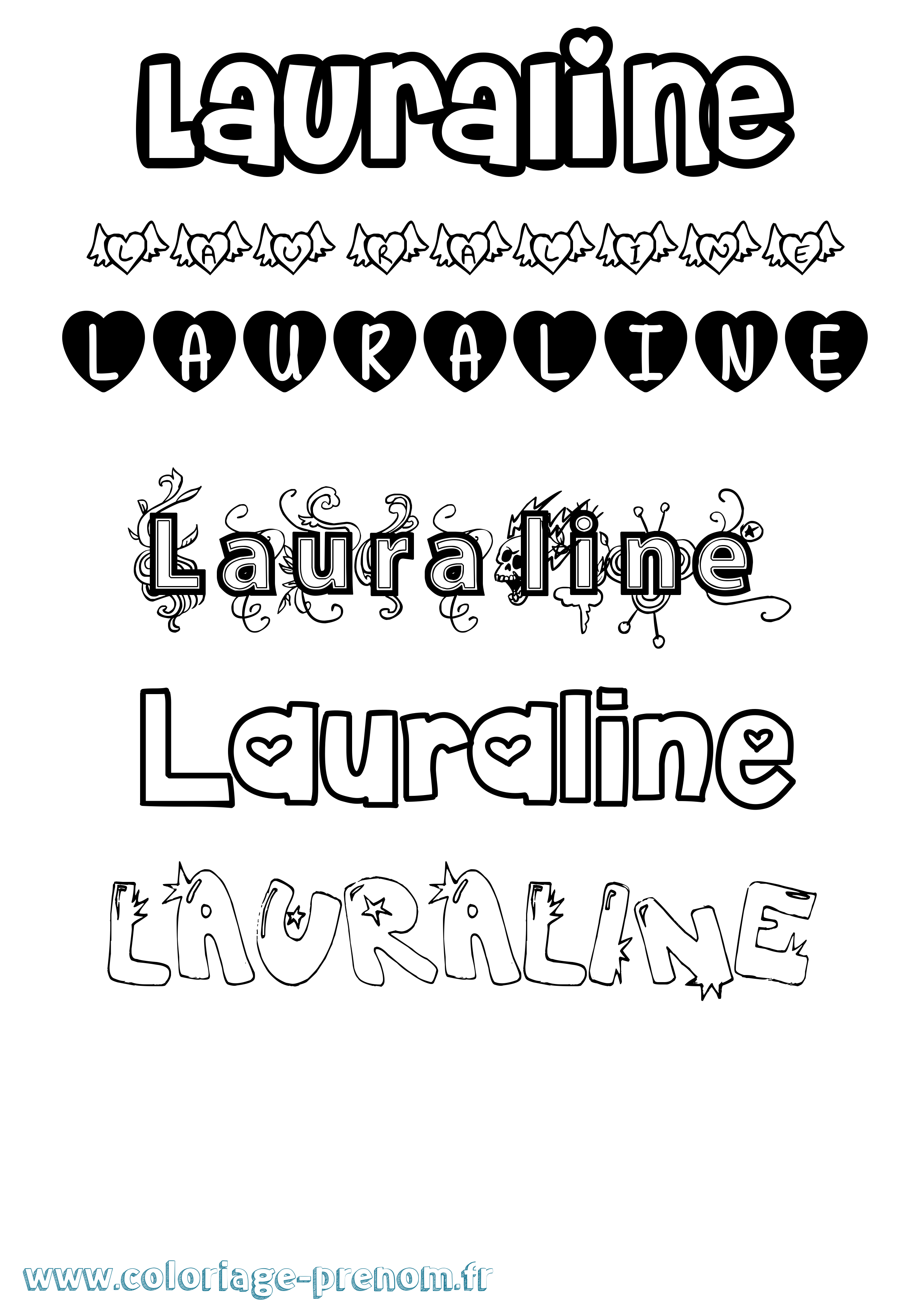 Coloriage prénom Lauraline Girly