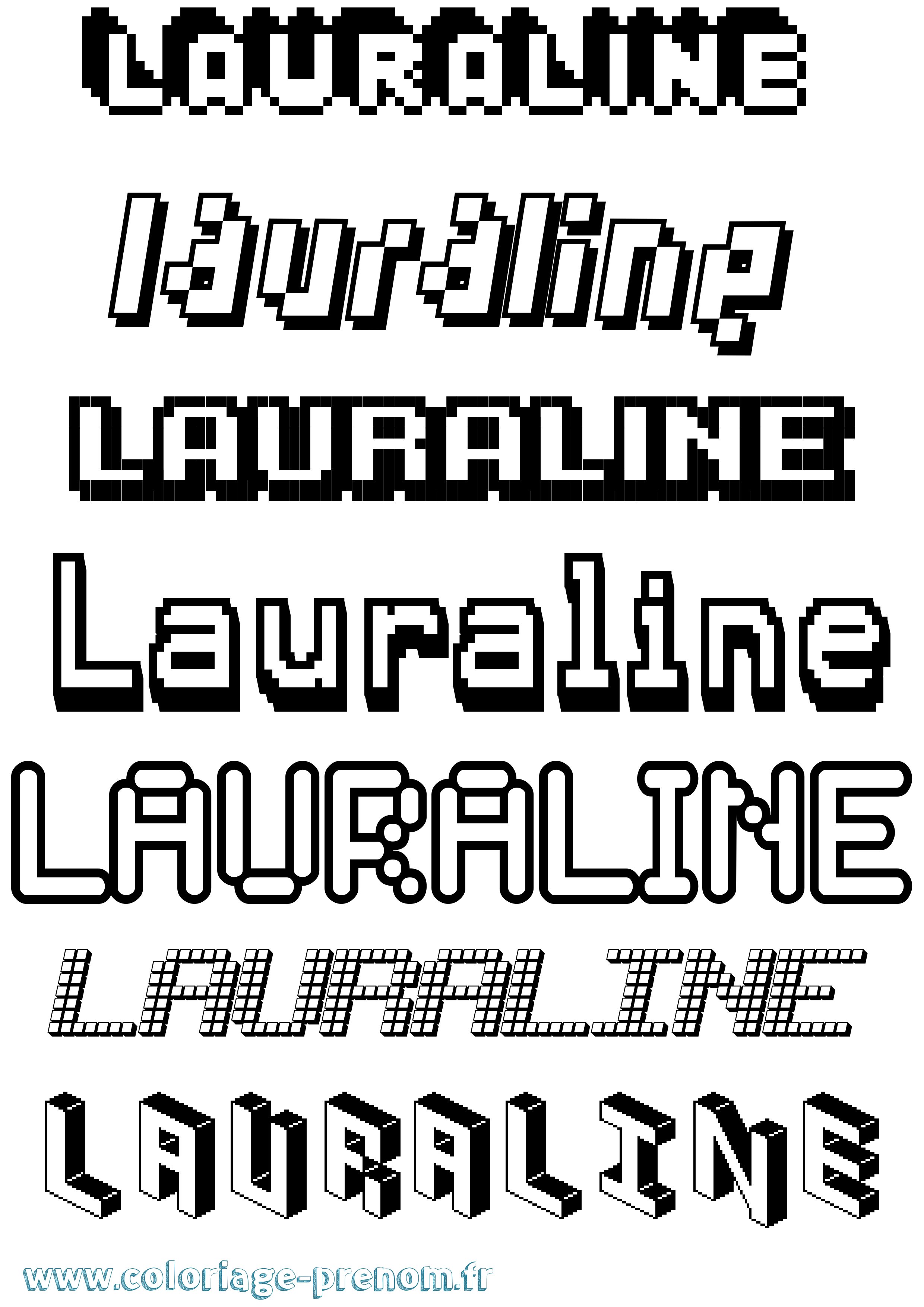 Coloriage prénom Lauraline Pixel