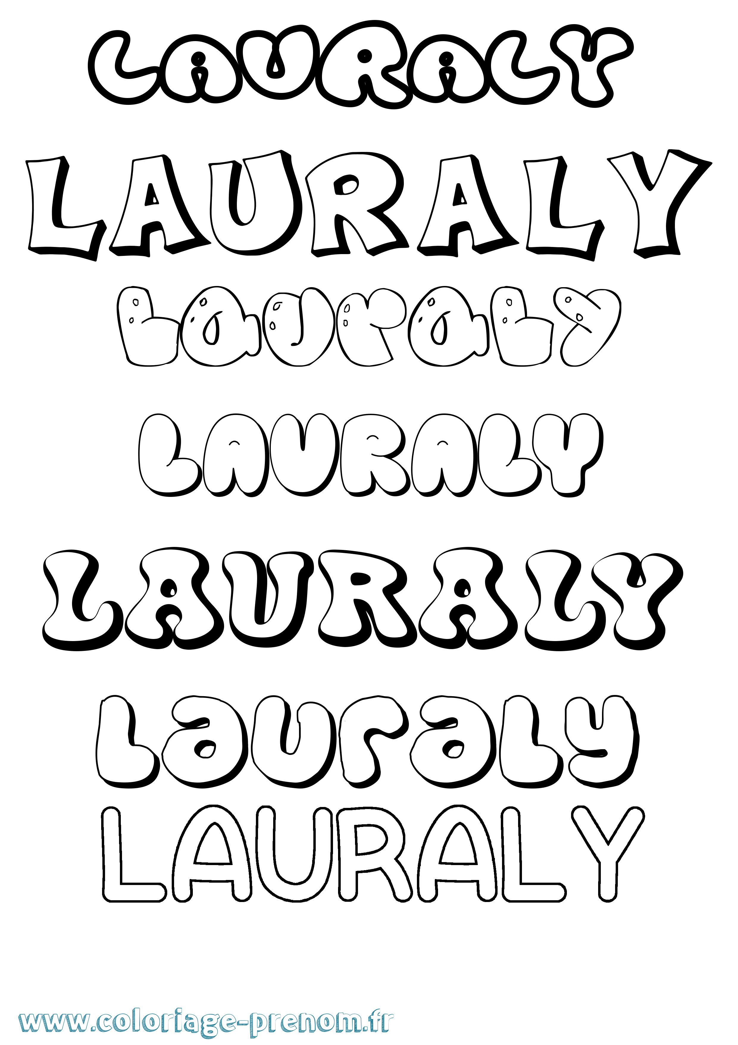 Coloriage prénom Lauraly Bubble