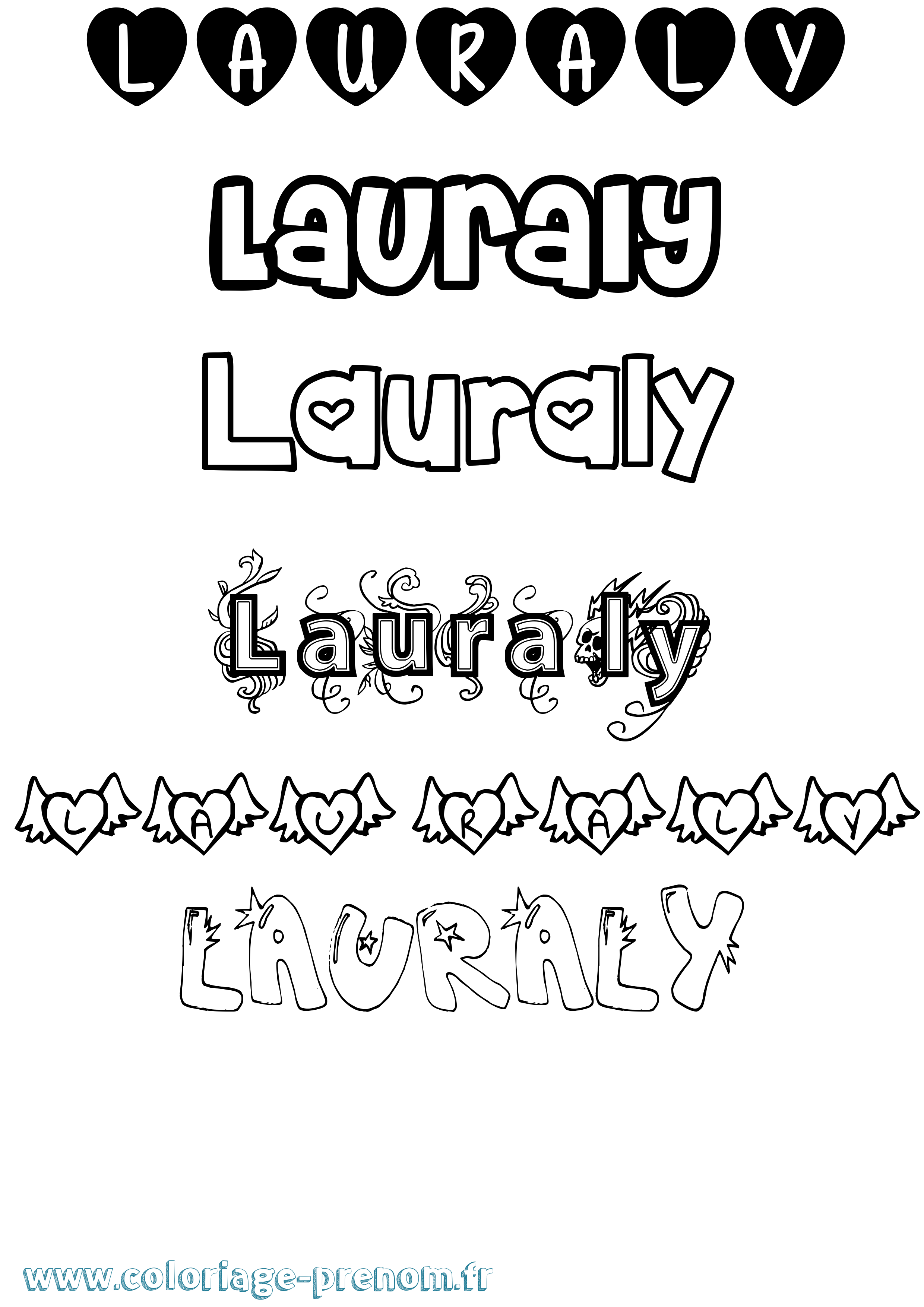 Coloriage prénom Lauraly Girly