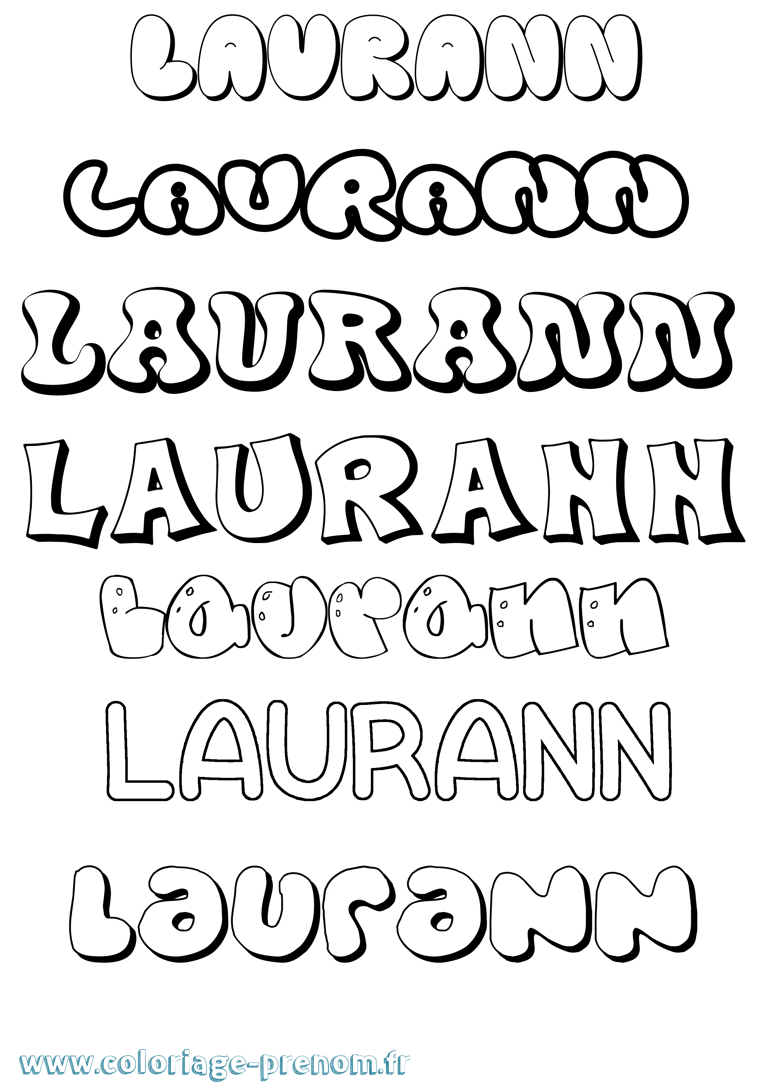 Coloriage Laurann Bubble Coloriage prénom Laurann Bubble
