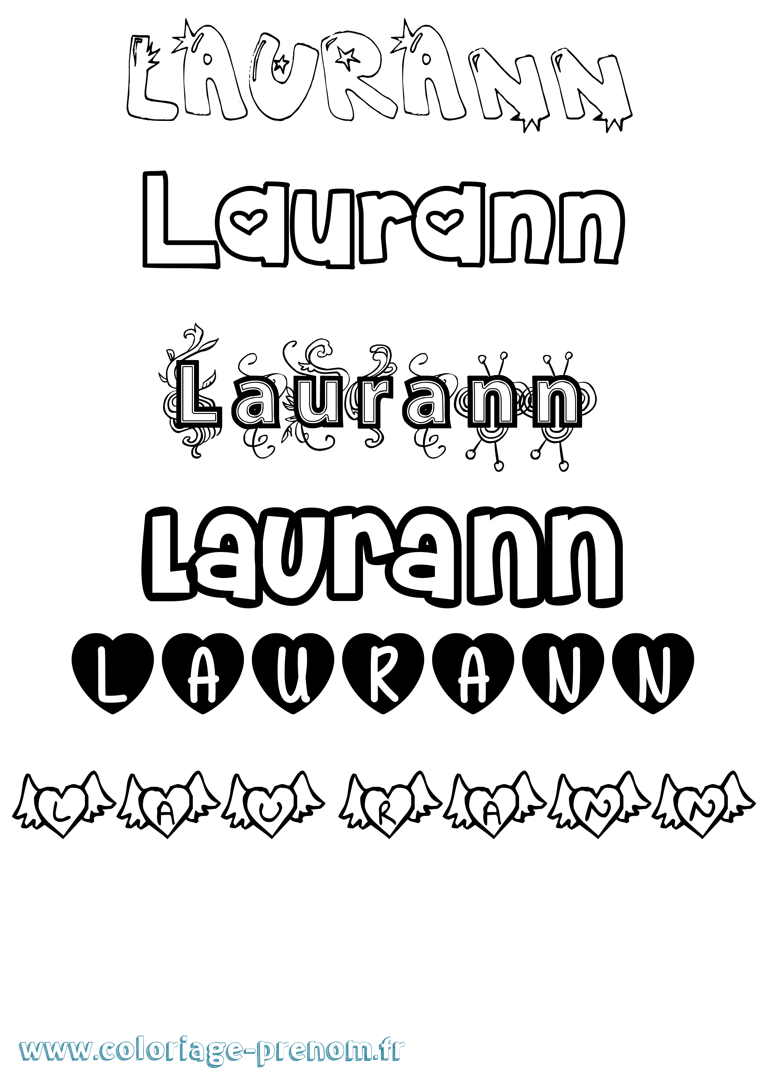 Coloriage Laurann Girly Coloriage prénom Laurann Girly