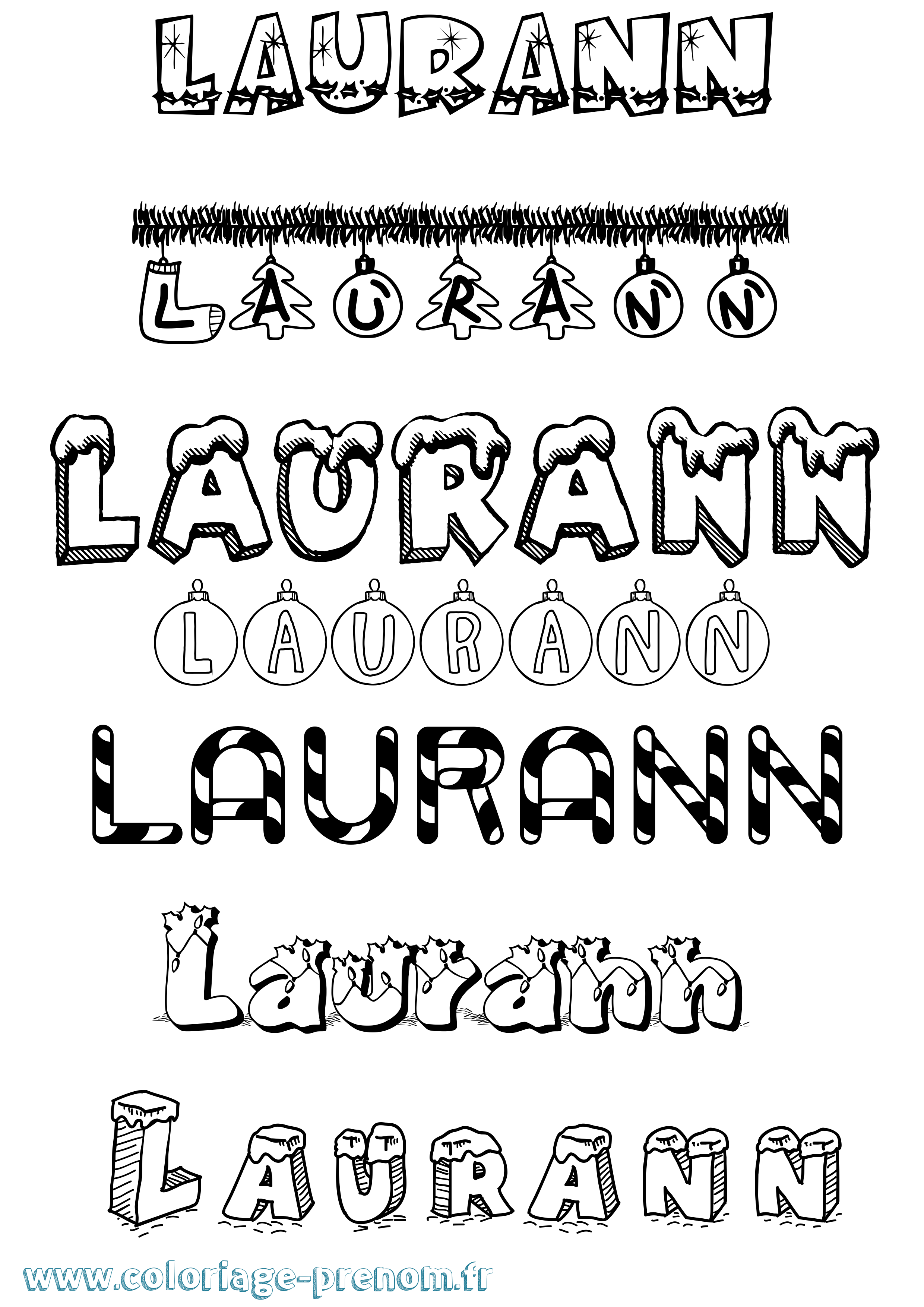 Coloriage Laurann Noël Coloriage prénom Laurann Noël