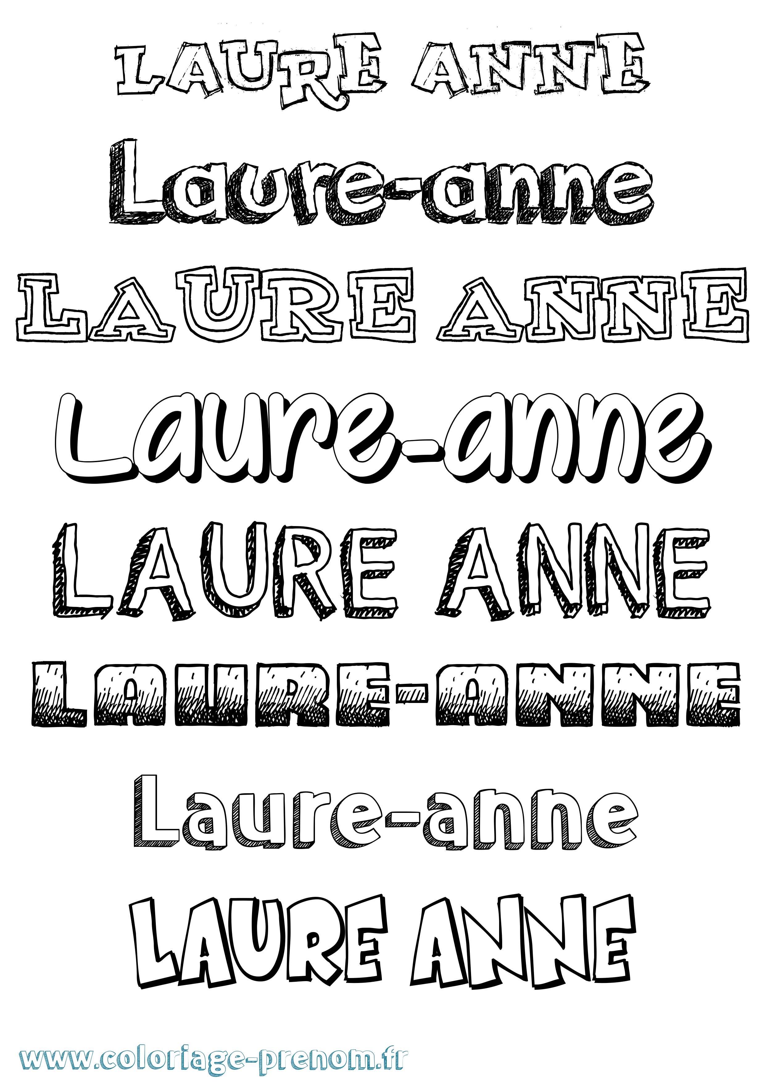 Coloriage prénom Laure-Anne Dessiné