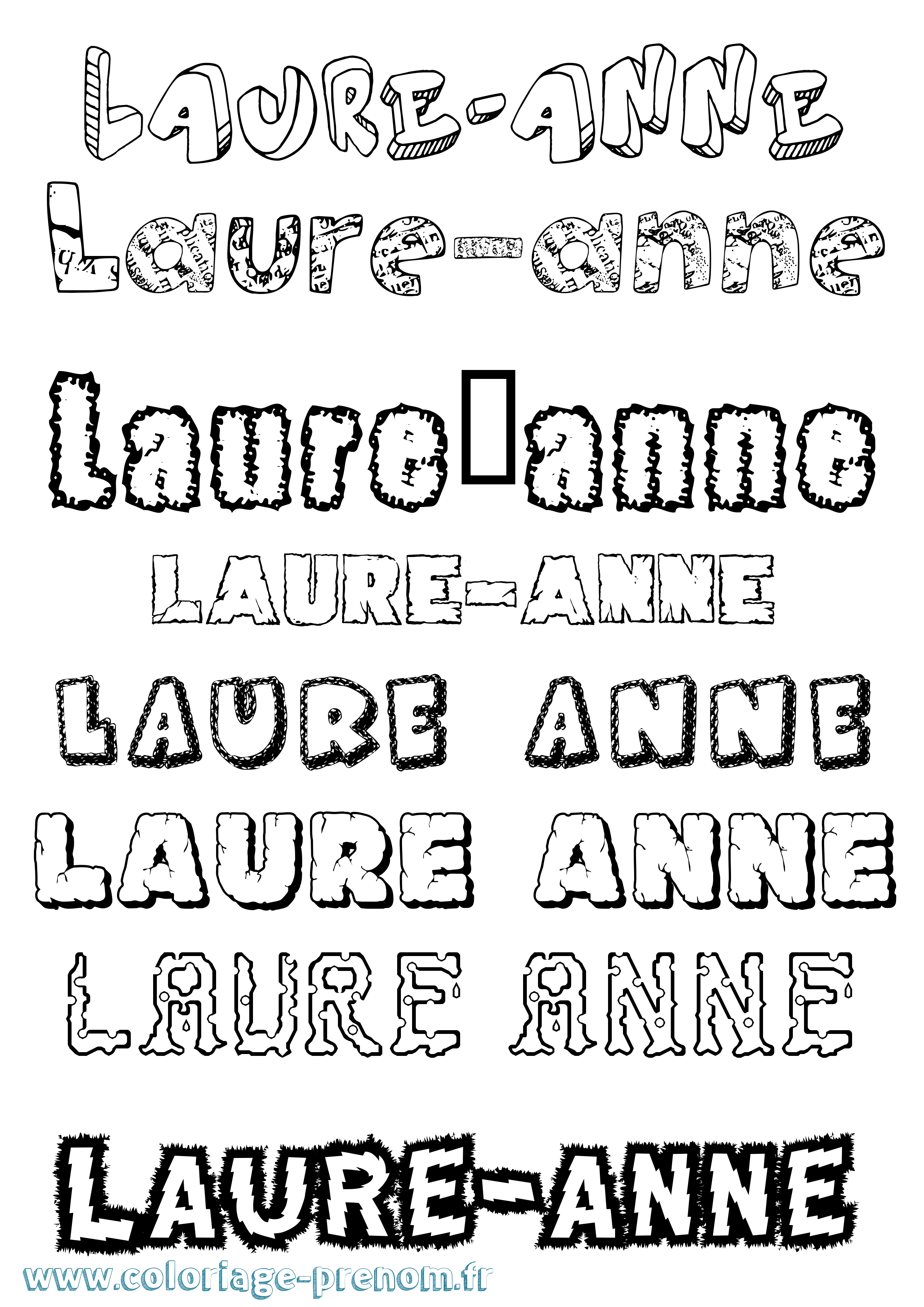 Coloriage prénom Laure-Anne Destructuré