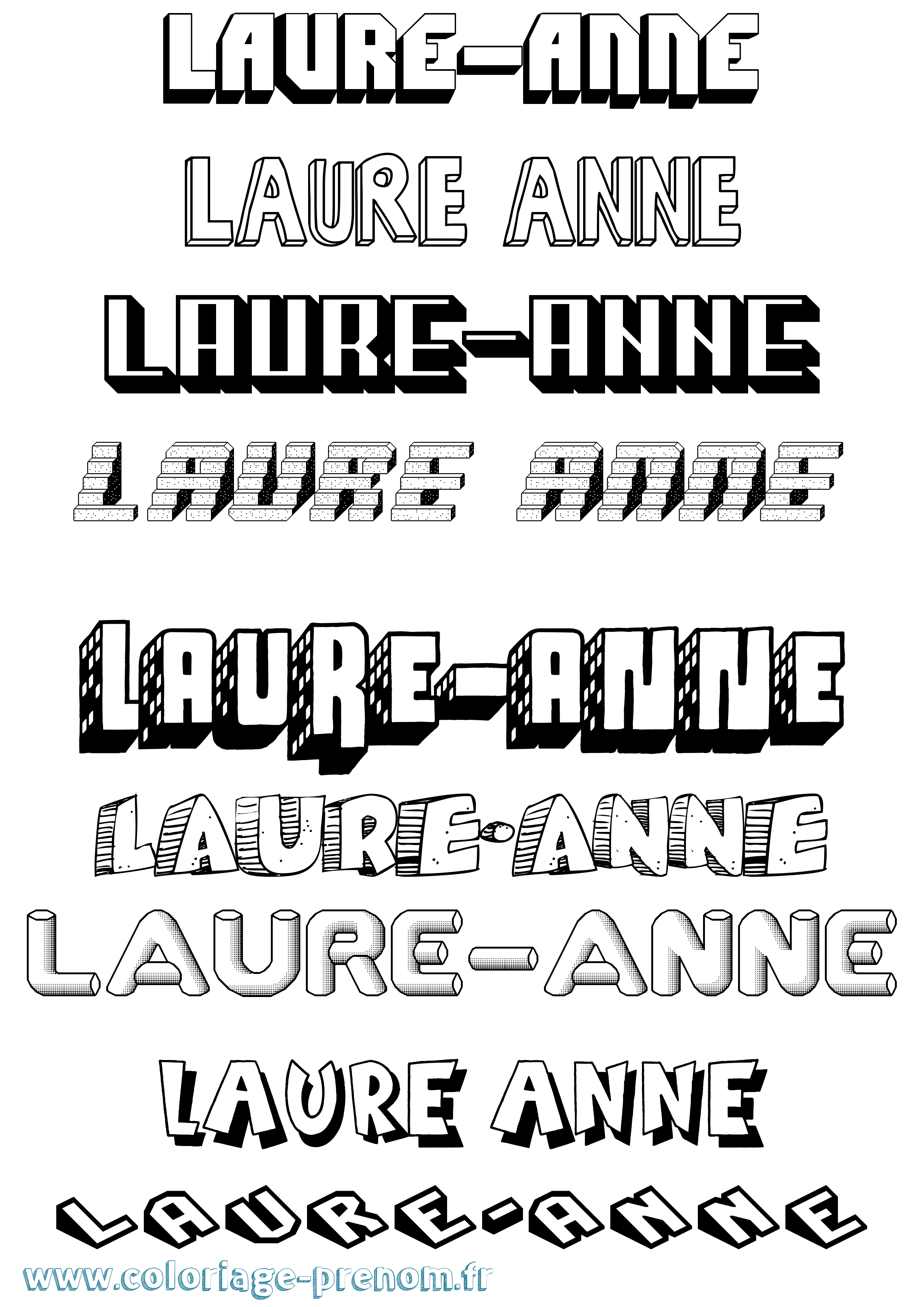 Coloriage prénom Laure-Anne Effet 3D