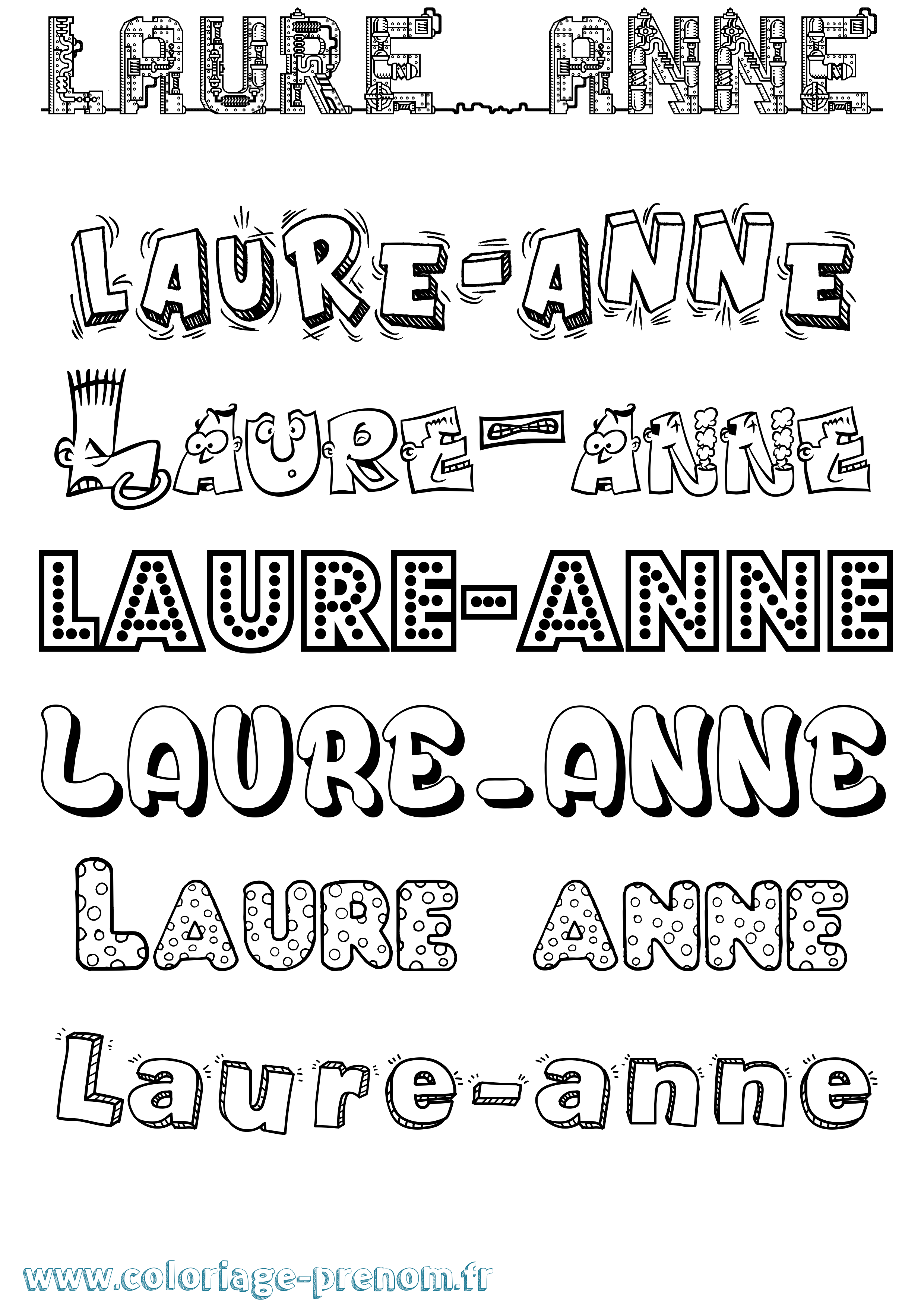 Coloriage prénom Laure-Anne Fun