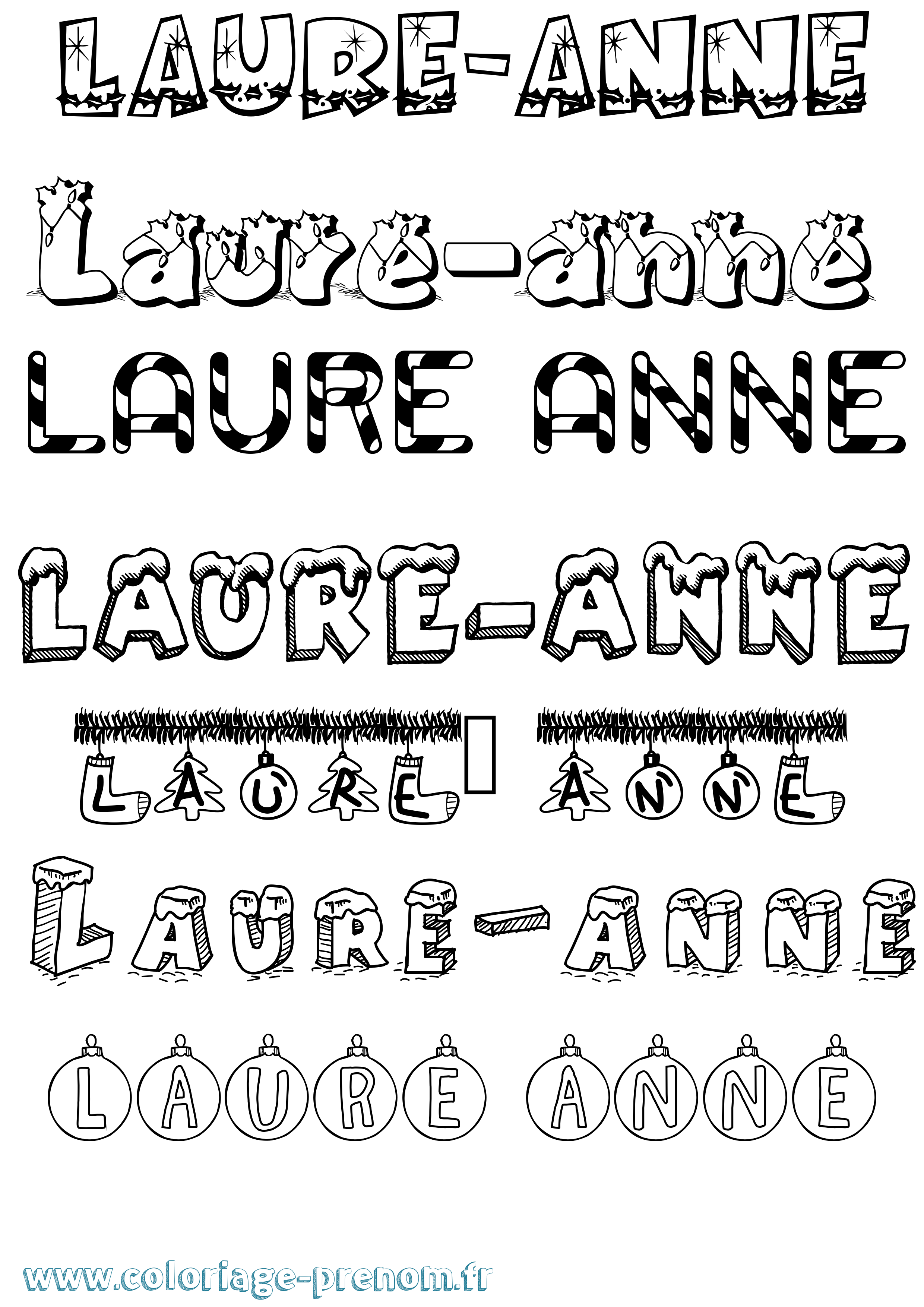 Coloriage prénom Laure-Anne Noël