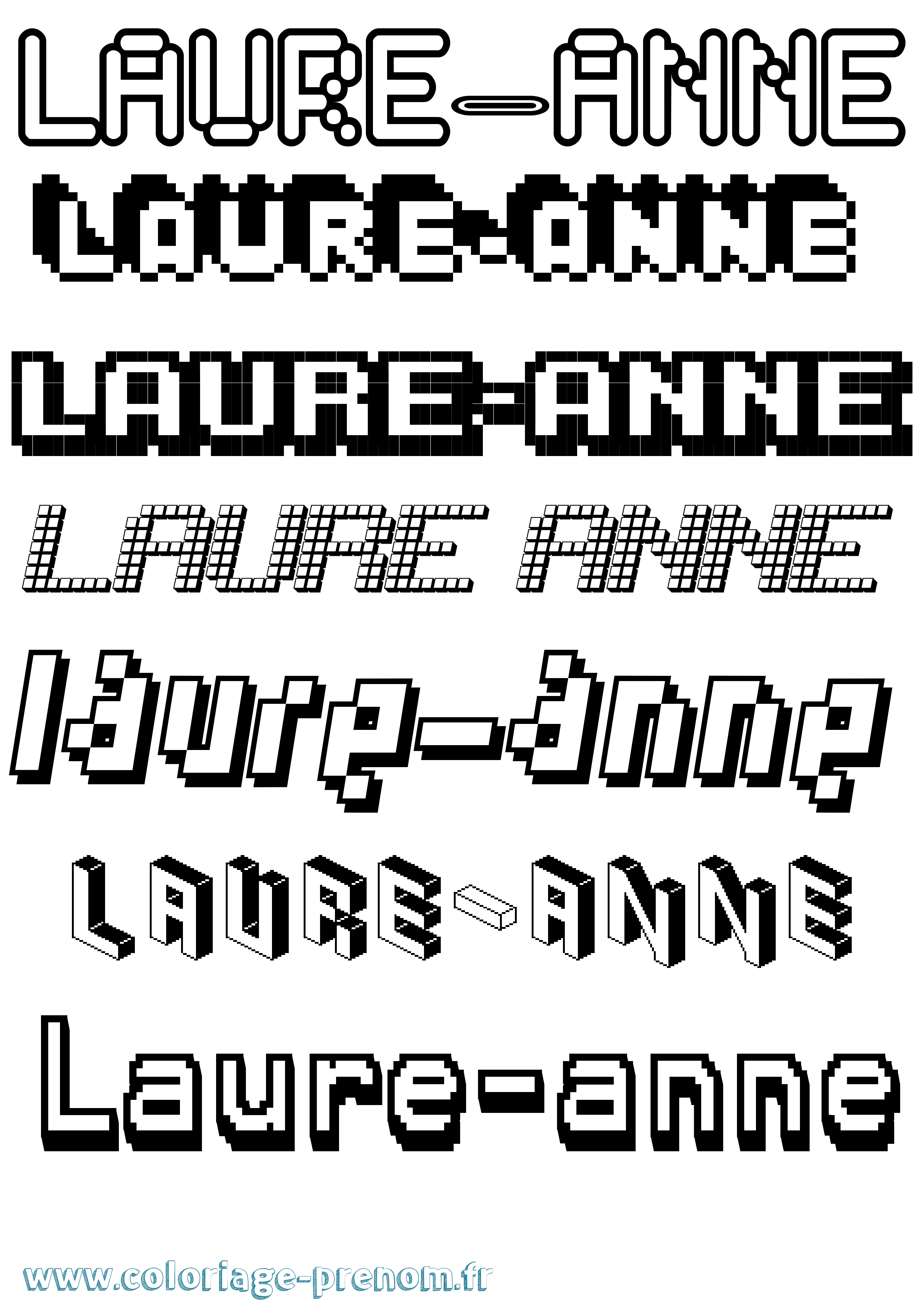 Coloriage prénom Laure-Anne Pixel