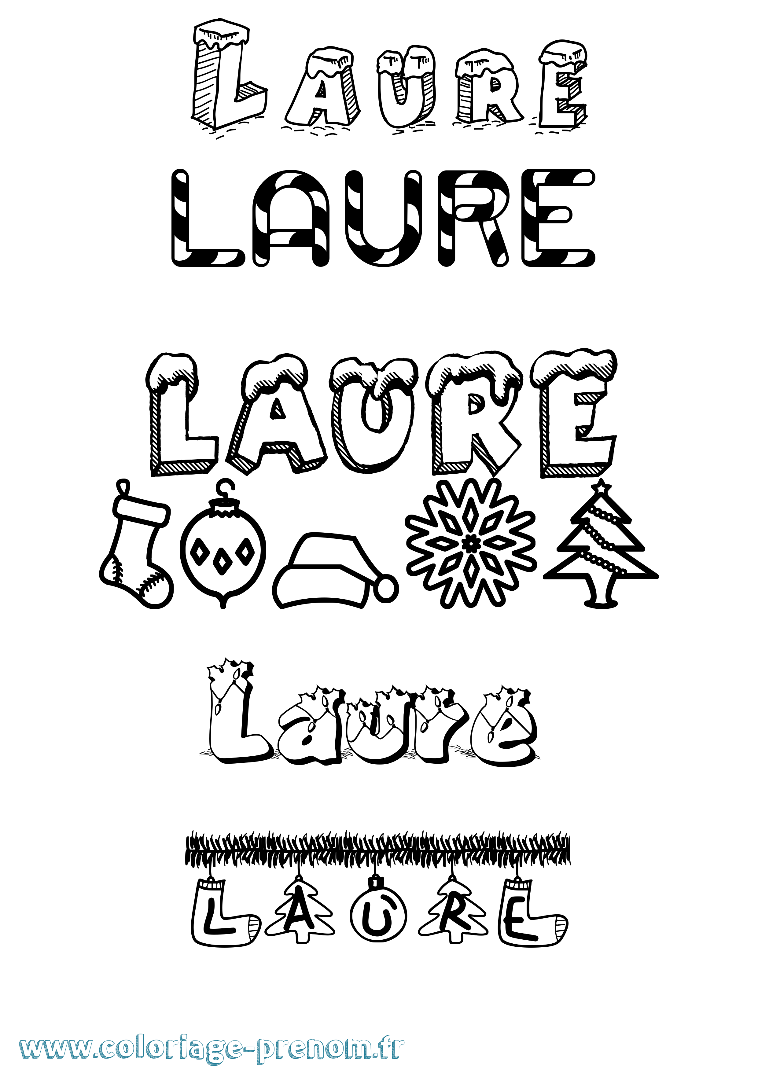 Coloriage prénom Laure Noël