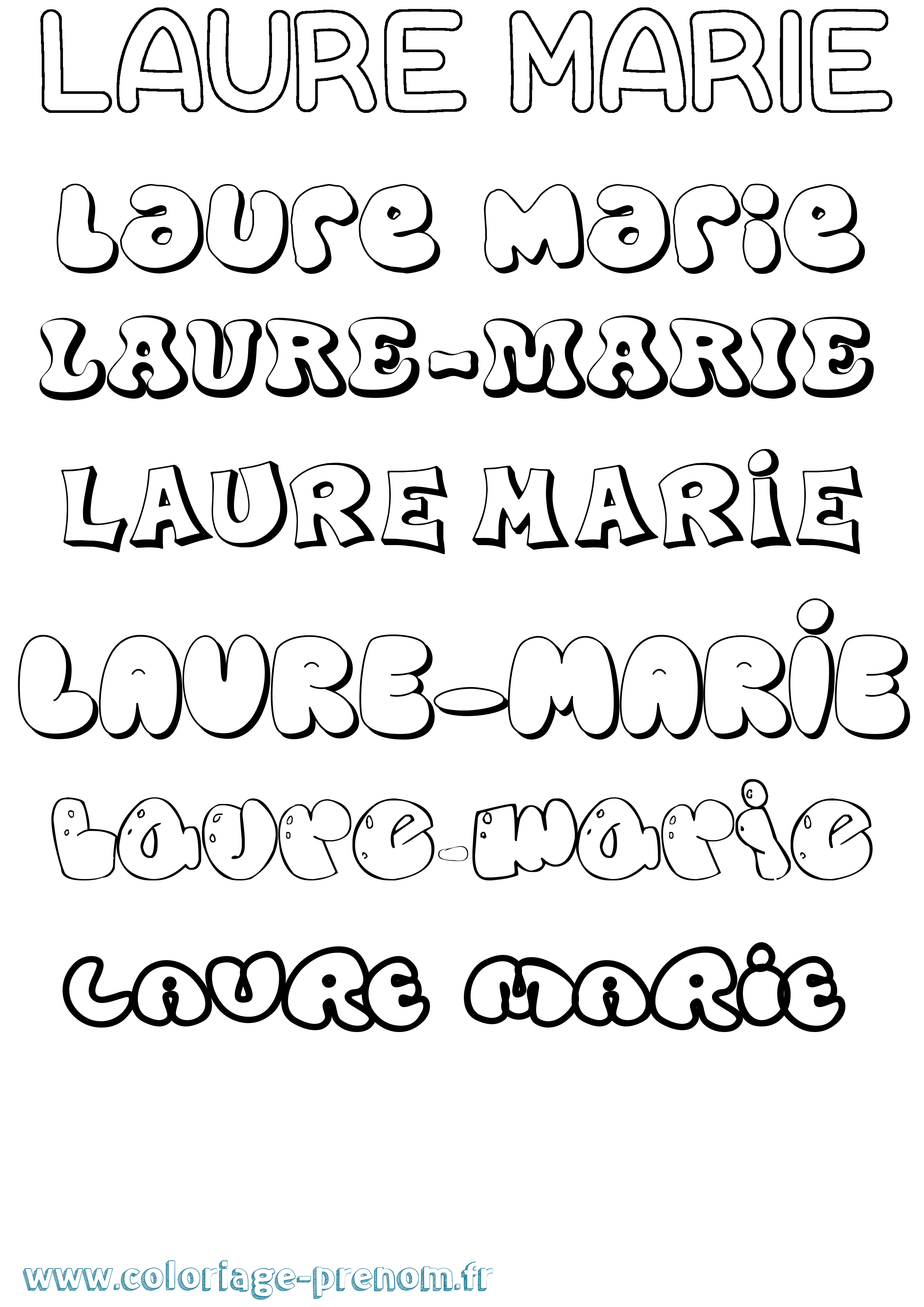 Coloriage prénom Laure-Marie Bubble