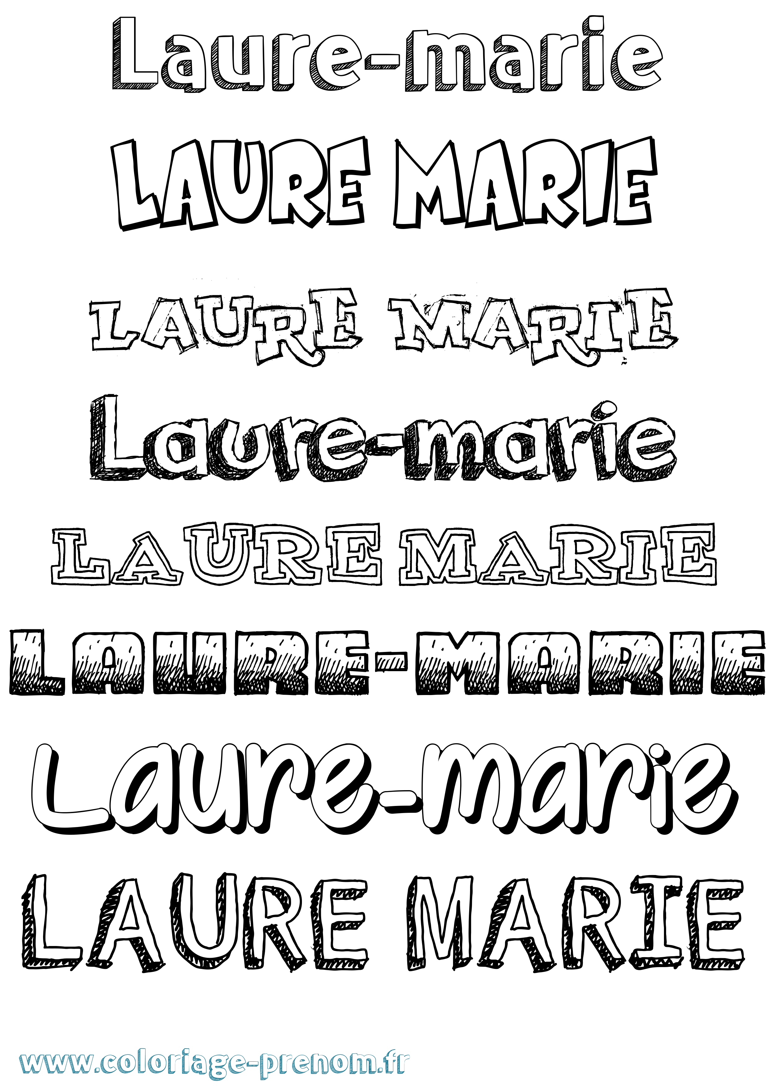 Coloriage prénom Laure-Marie Dessiné
