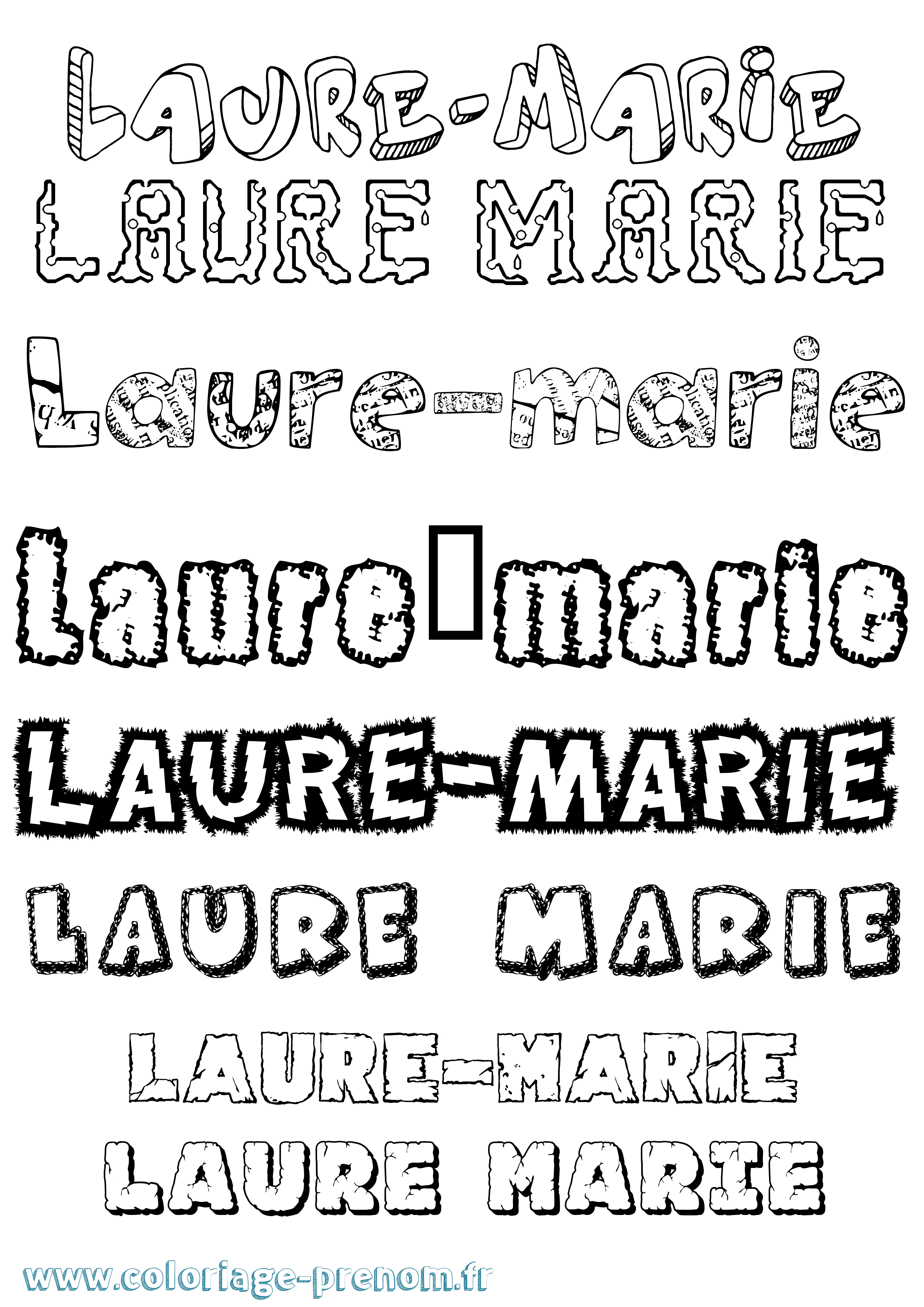 Coloriage prénom Laure-Marie Destructuré